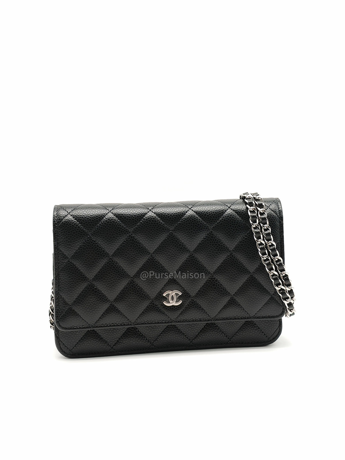 Chanel Wallet on Chain (WOC) in Black Caviar Leather Silver Hardware Microchip (X9****PL)