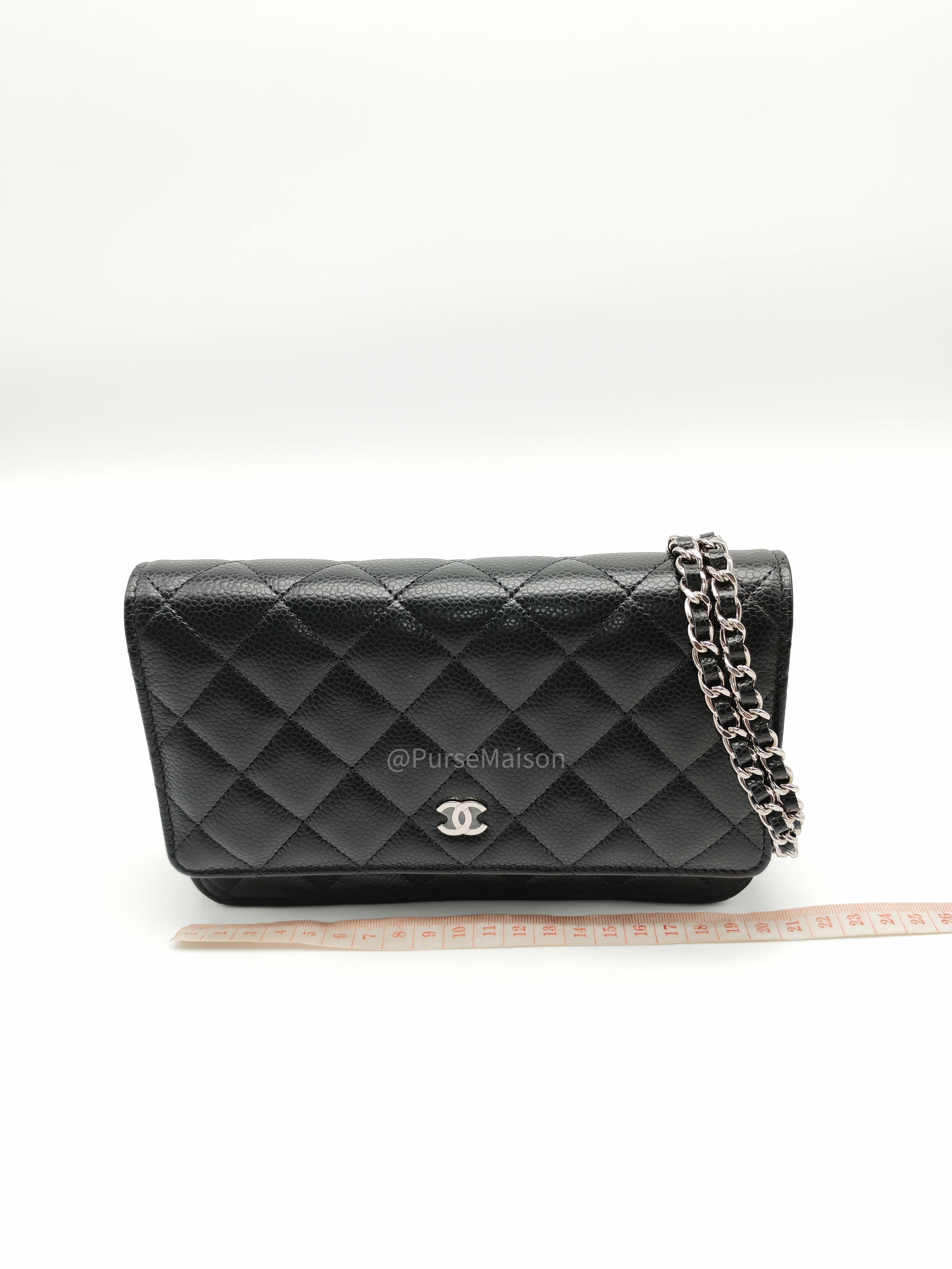 Chanel Wallet on Chain (WOC) in Black Caviar Leather Silver Hardware Microchip (X9****PL)