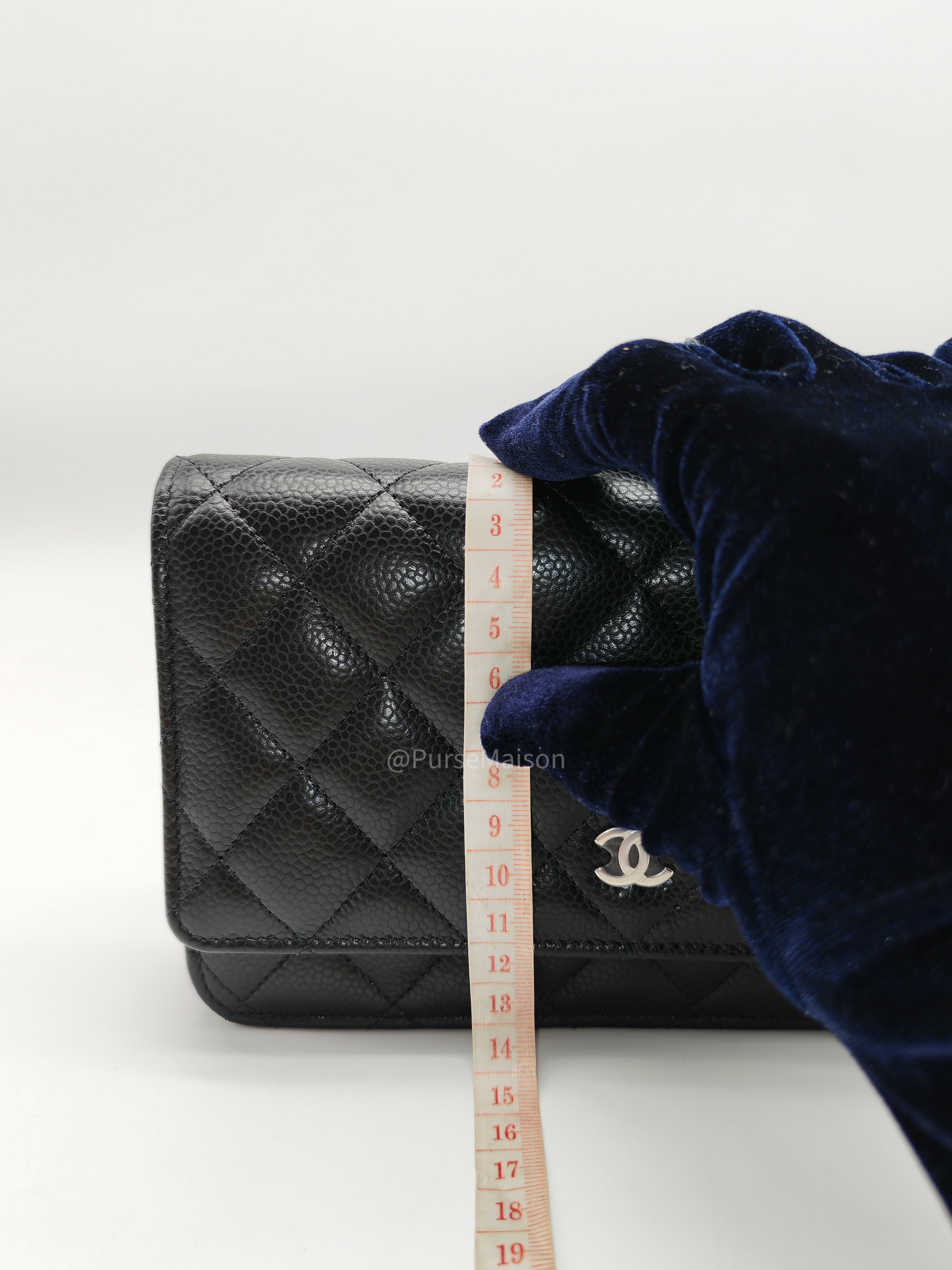 Chanel Wallet on Chain (WOC) in Black Caviar Leather Silver Hardware Microchip (X9****PL)