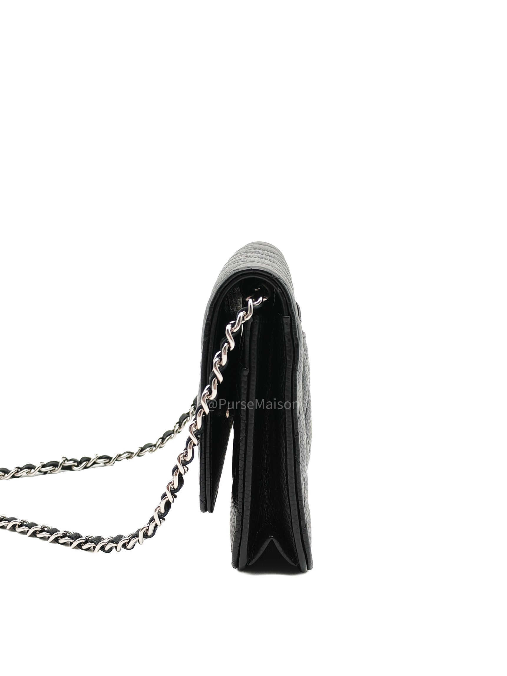 Chanel Wallet on Chain (WOC) in Black Caviar Leather Silver Hardware Microchip (X9****PL)