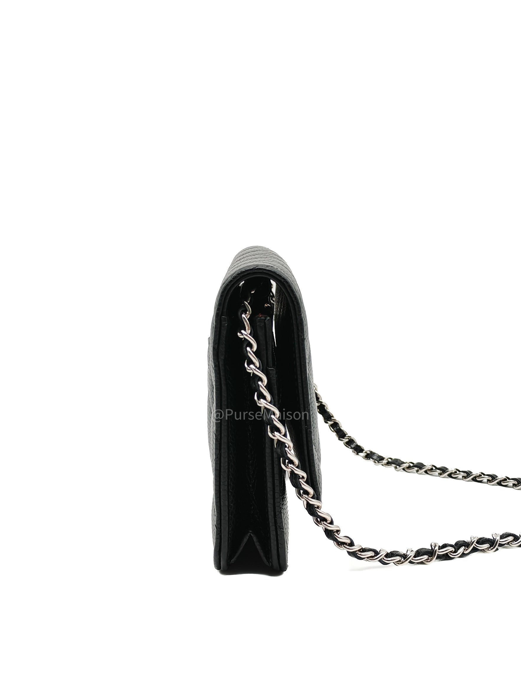 Chanel Wallet on Chain (WOC) in Black Caviar Leather Silver Hardware Microchip (X9****PL)