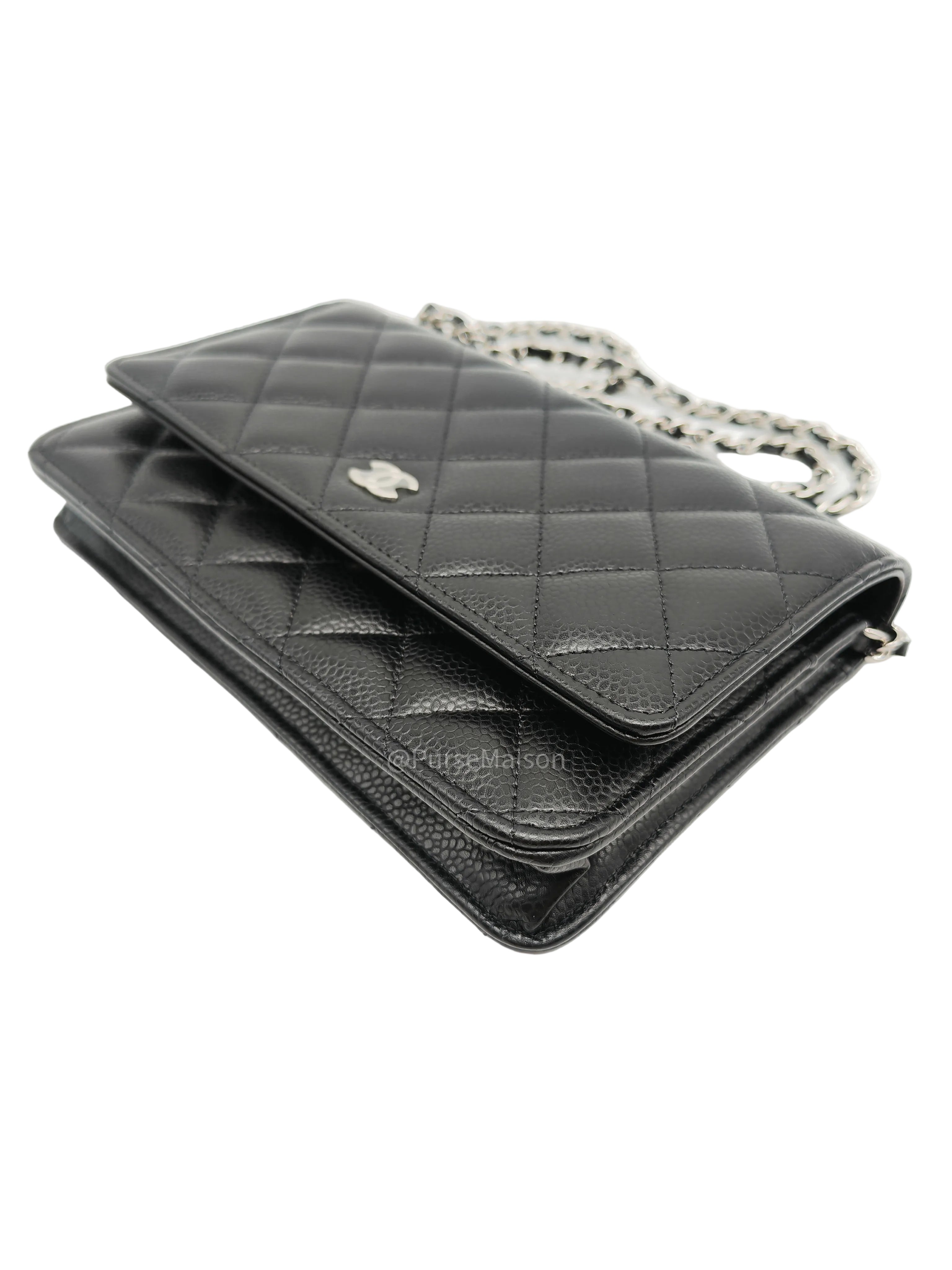 Chanel Wallet on Chain (WOC) in Black Caviar Leather Silver Hardware Microchip (X9****PL)