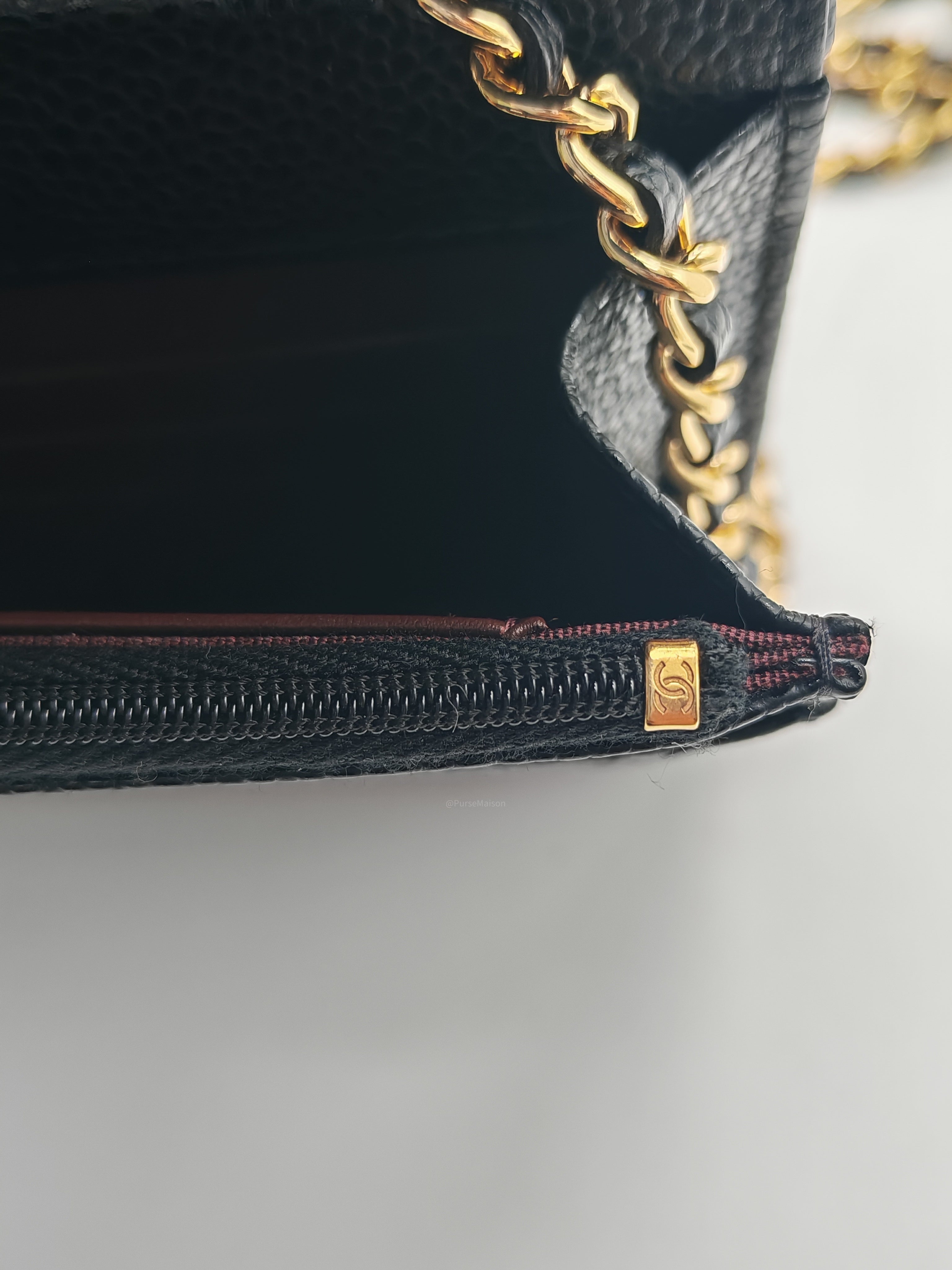 Chanel Classic Wallet on Chain (WOC) in Black Caviar Leather Silver Hardware Series (29****17)