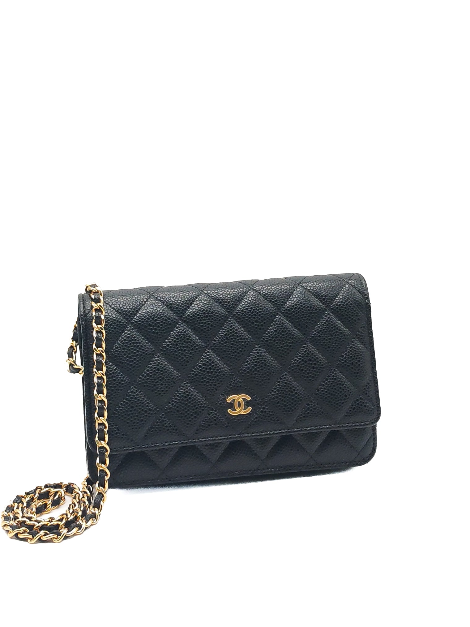 Chanel Classic Wallet on Chain (WOC) in Black Caviar Leather Silver Hardware Series (29****17)