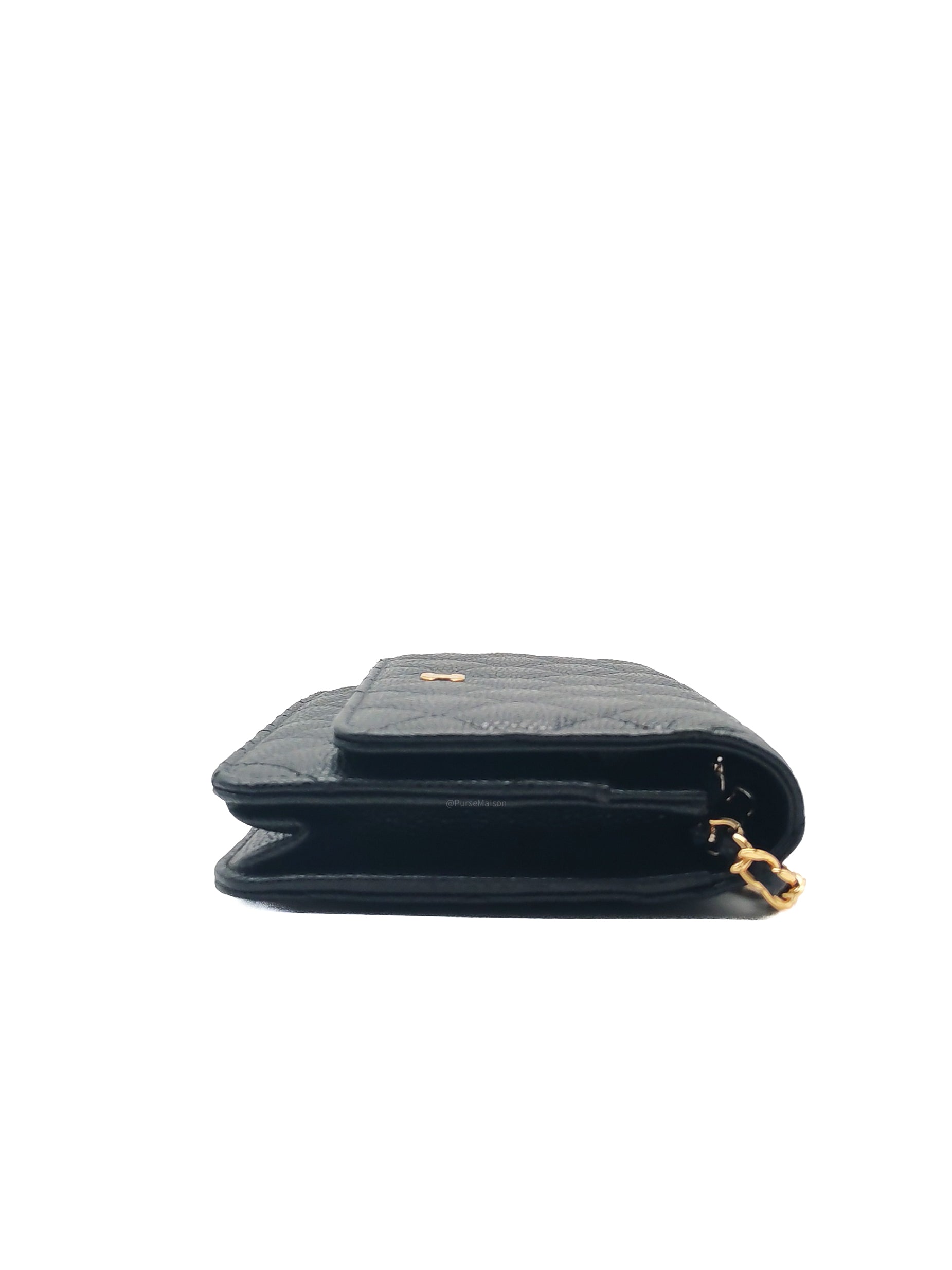 Chanel Classic Wallet on Chain (WOC) in Black Caviar Leather Silver Hardware Series (29****17)