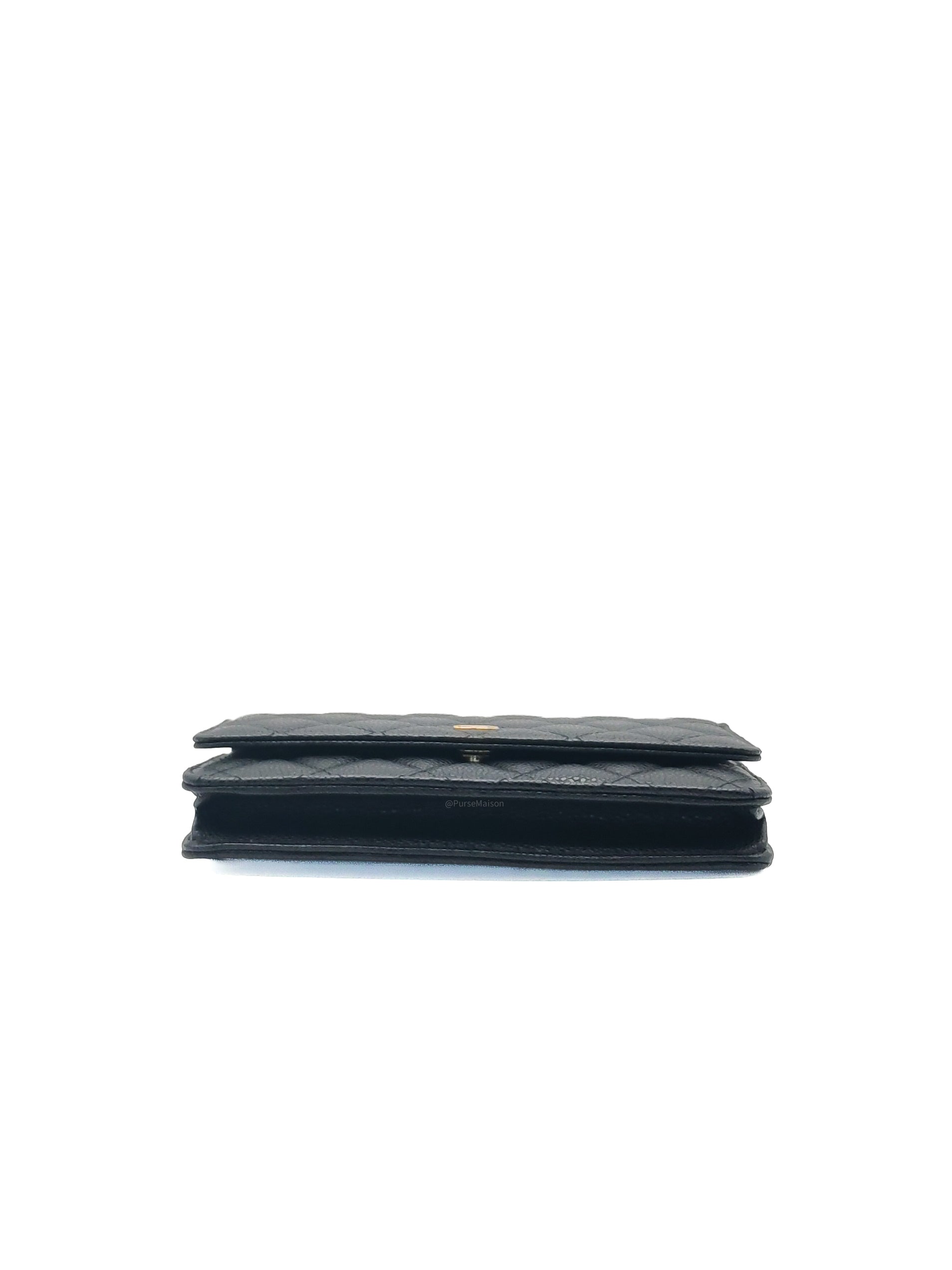 Chanel Classic Wallet on Chain (WOC) in Black Caviar Leather Silver Hardware Series (29****17)