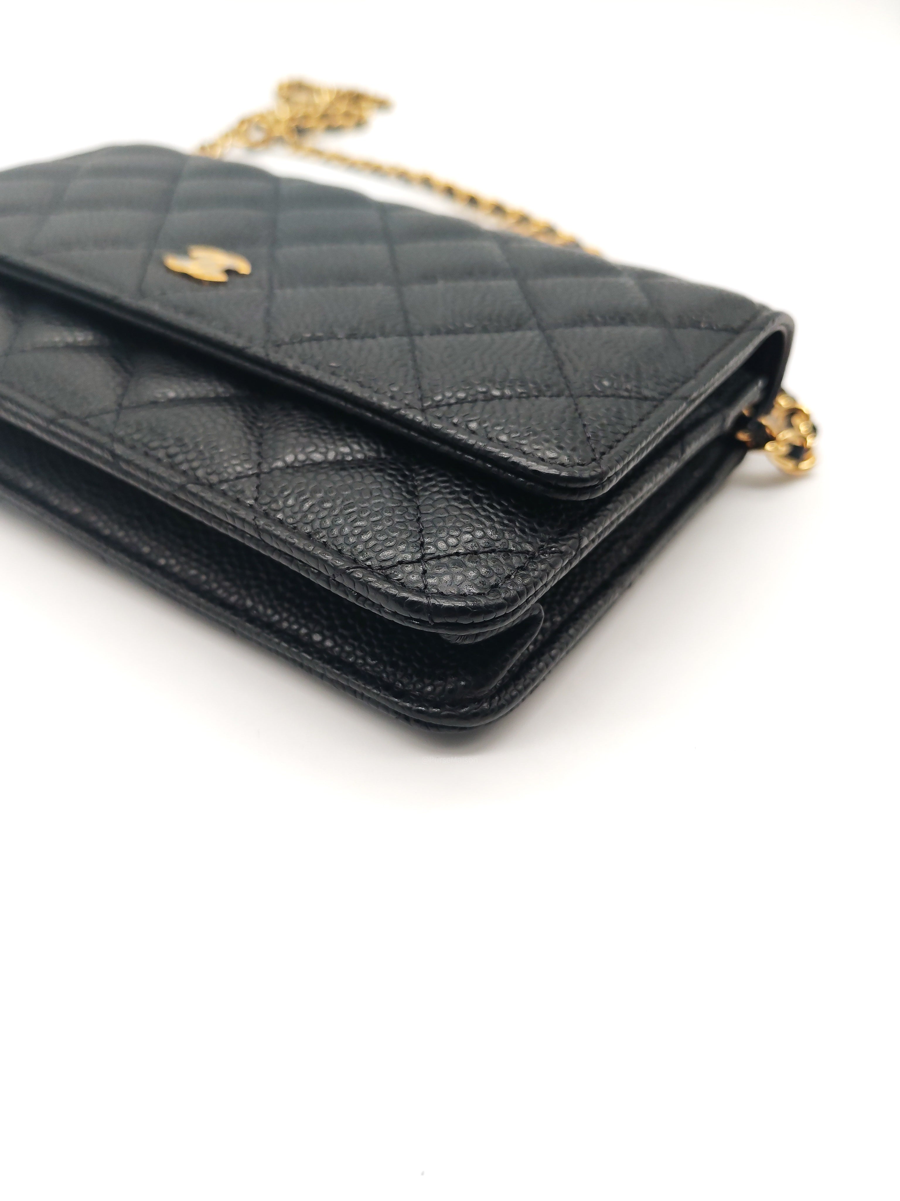 Chanel Classic Wallet on Chain (WOC) in Black Caviar Leather Silver Hardware Series (29****17)