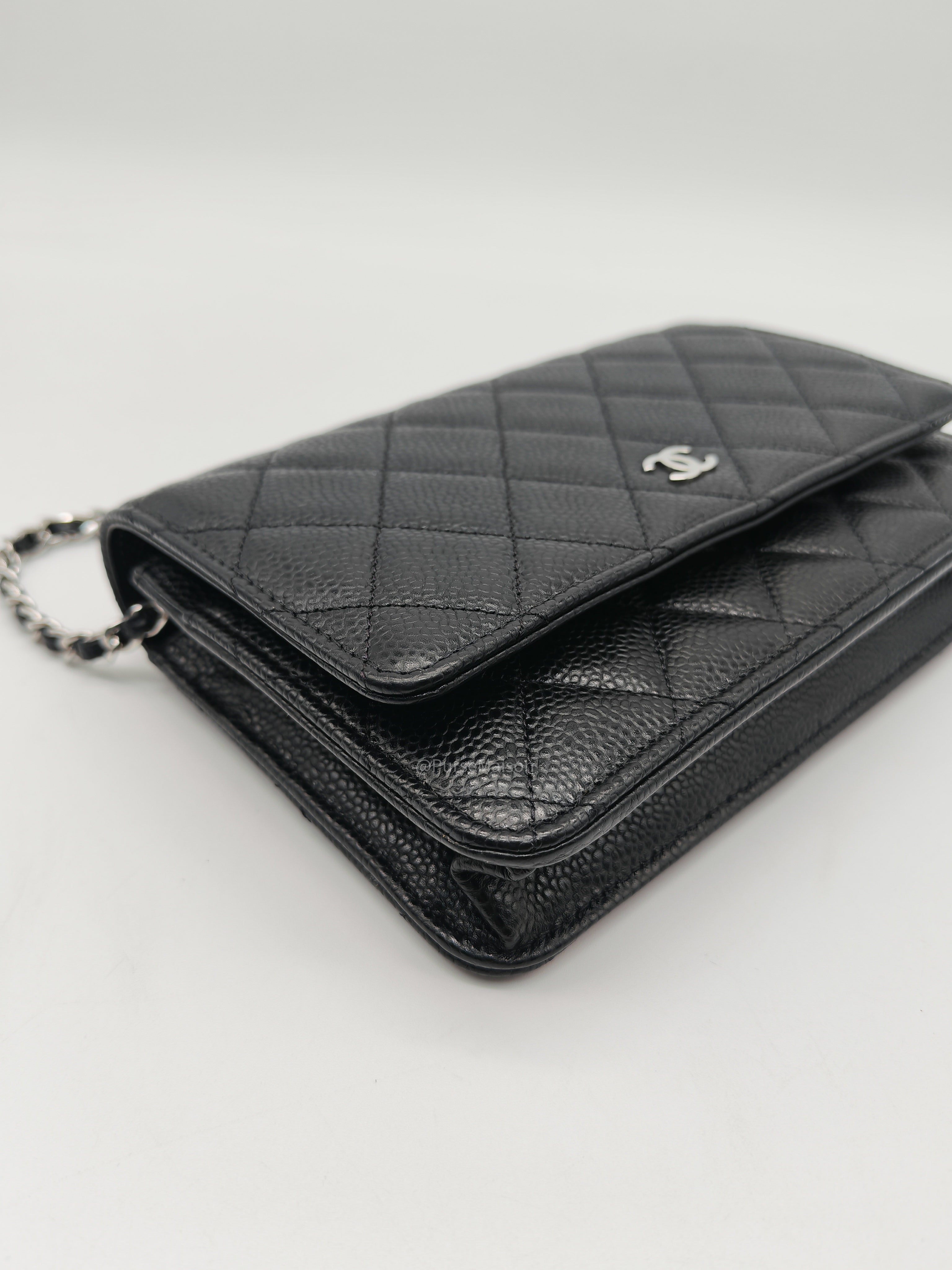 Chanel Wallet on Chain (WOC) in Black Caviar Leather Silver Hardware Microchip(A2****8K)