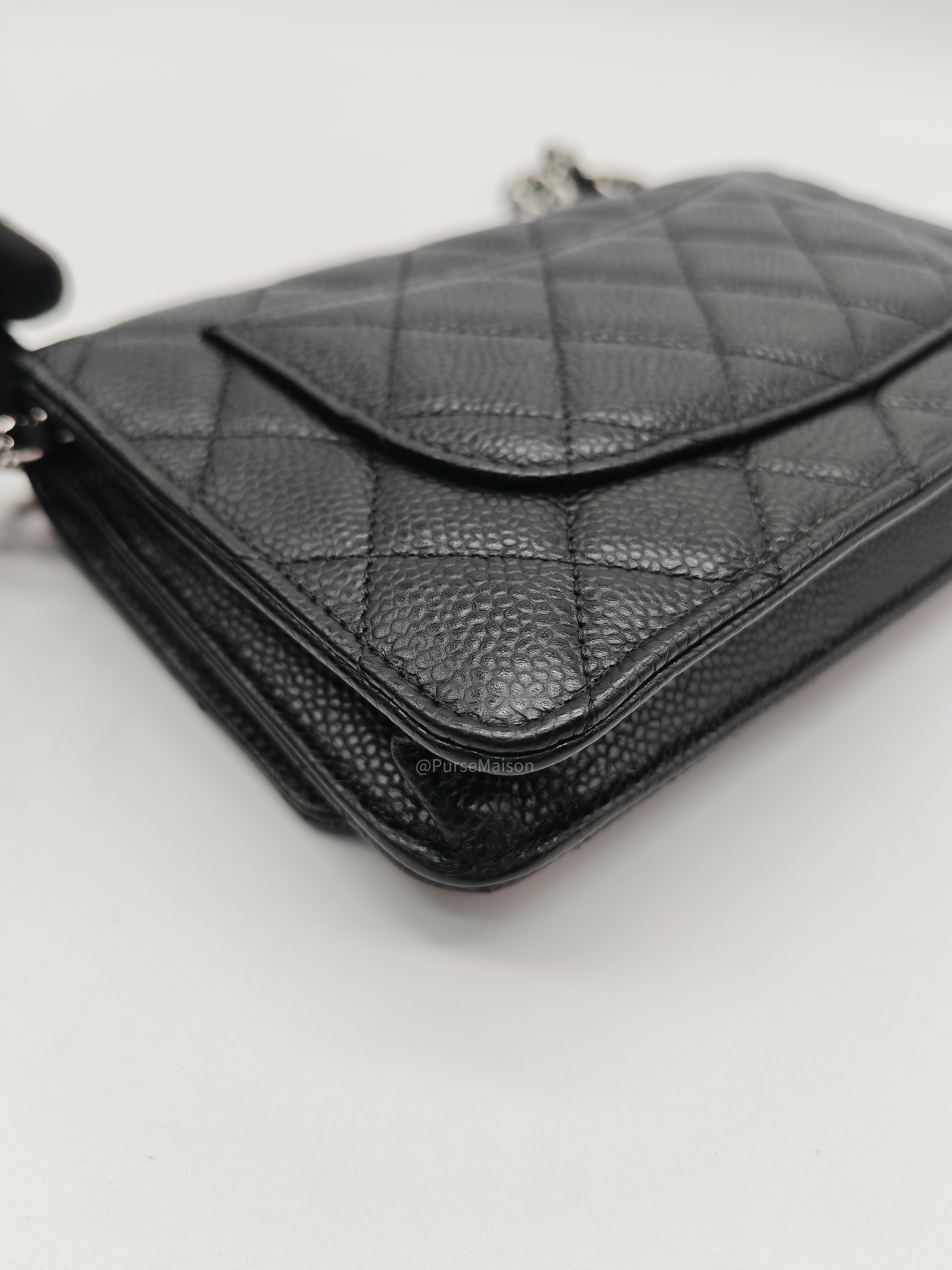 Chanel Wallet on Chain (WOC) in Black Caviar Leather Silver Hardware Microchip(A2****8K)