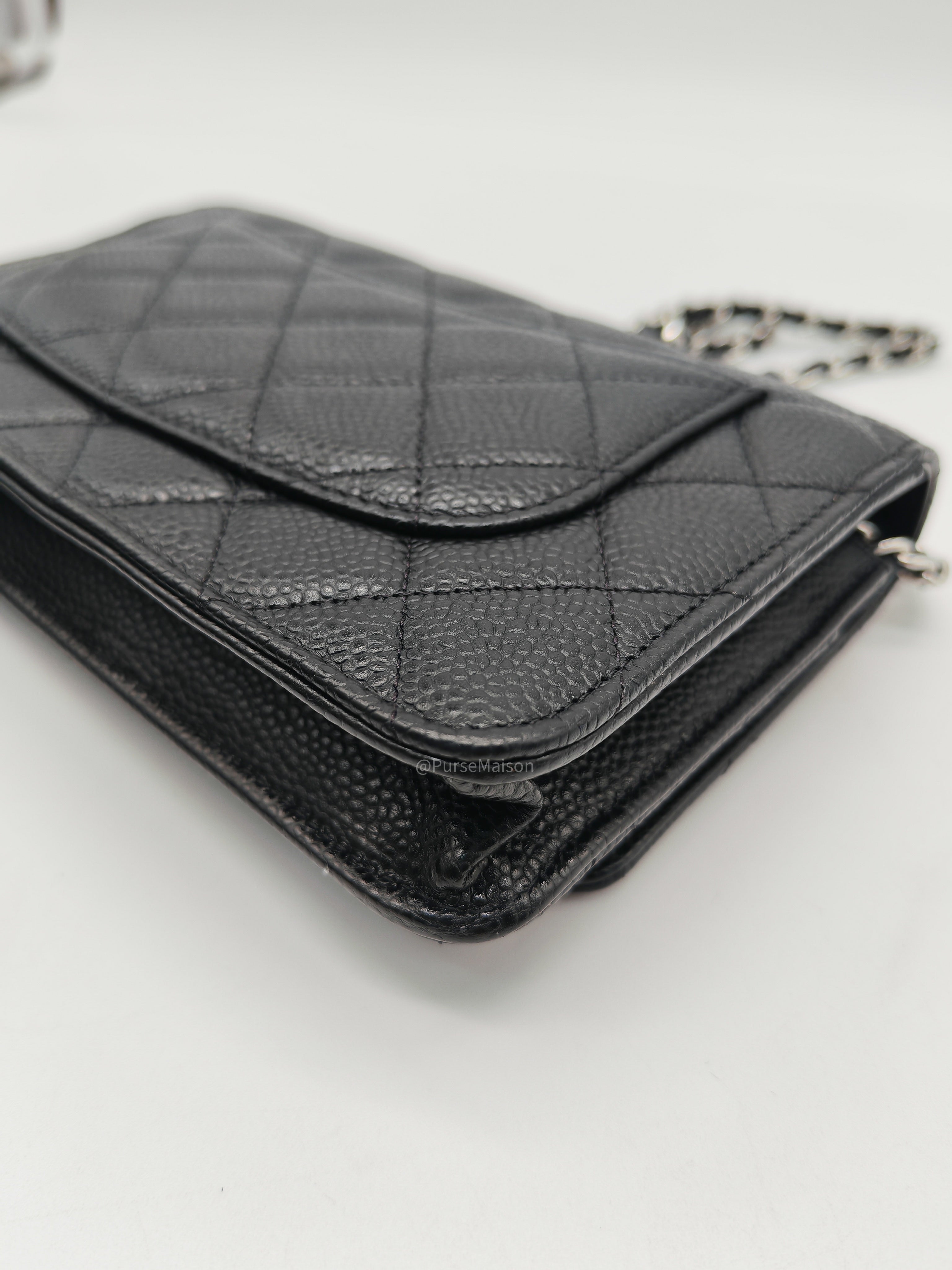 Chanel Wallet on Chain (WOC) in Black Caviar Leather Silver Hardware Microchip(A2****8K)