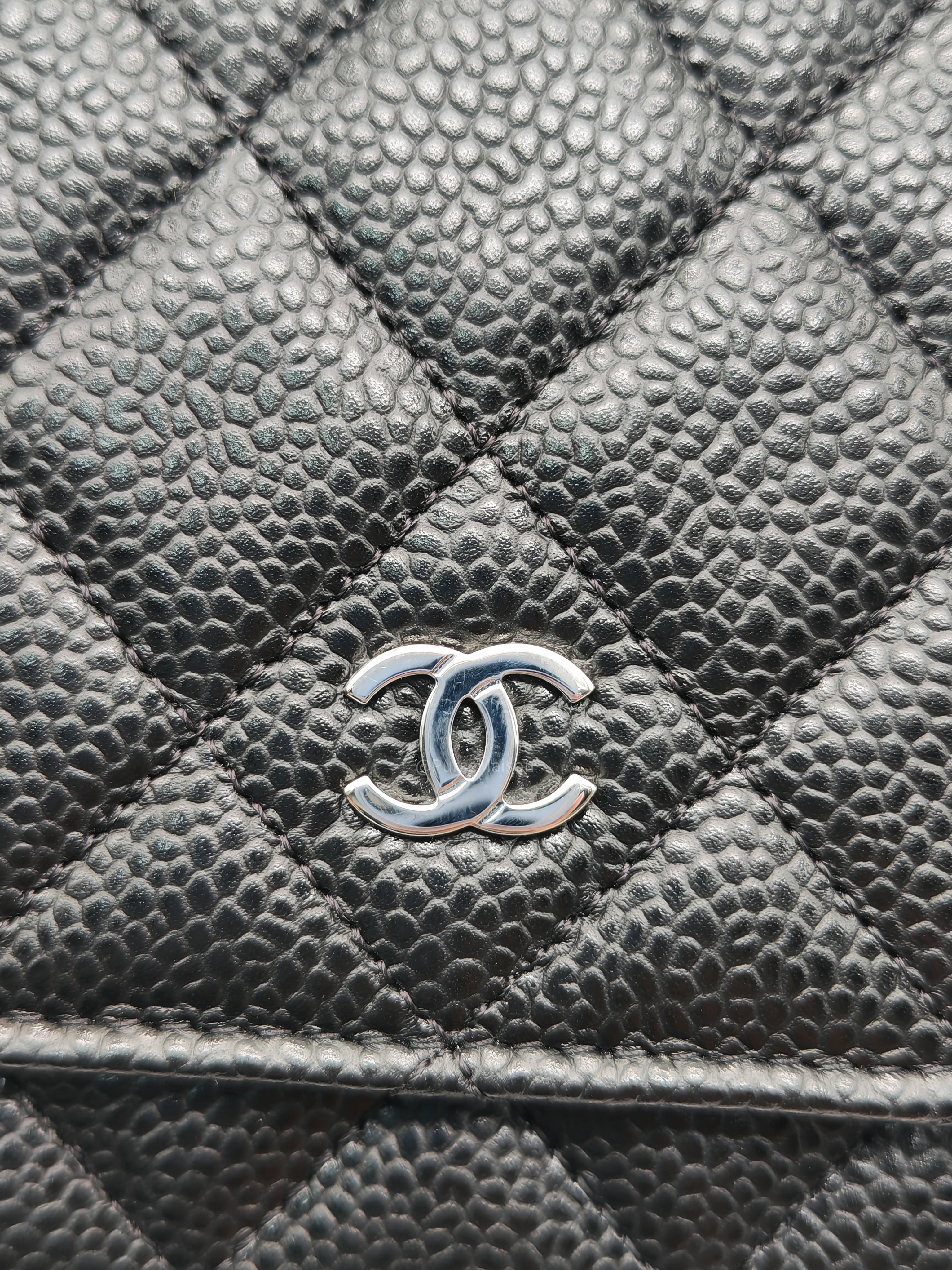 Chanel Wallet on Chain (WOC) in Black Caviar Leather Silver Hardware Microchip(A2****8K)