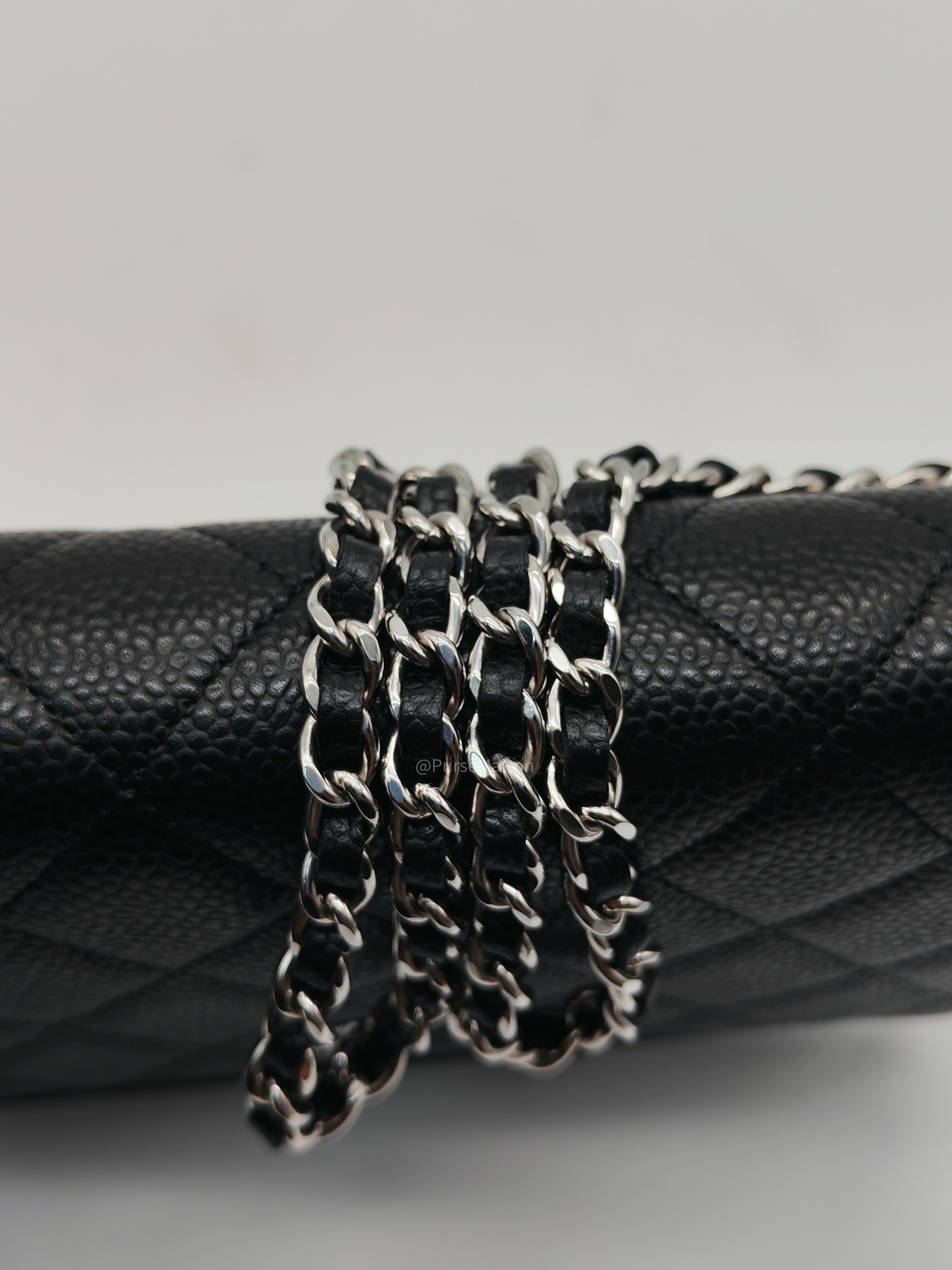 Chanel Wallet on Chain (WOC) in Black Caviar Leather Silver Hardware Microchip(A2****8K)