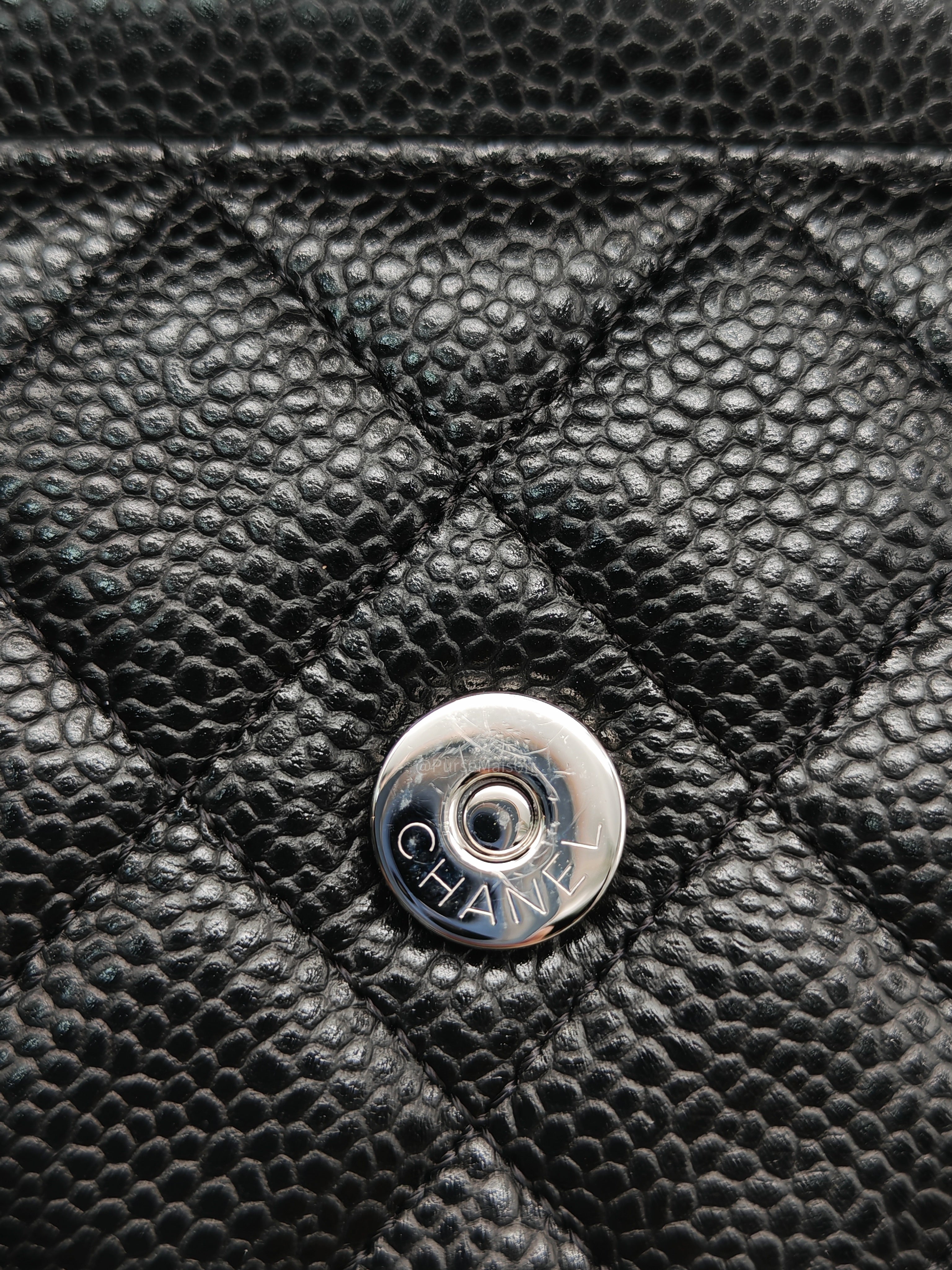 Chanel Wallet on Chain (WOC) in Black Caviar Leather Silver Hardware Microchip(A2****8K)