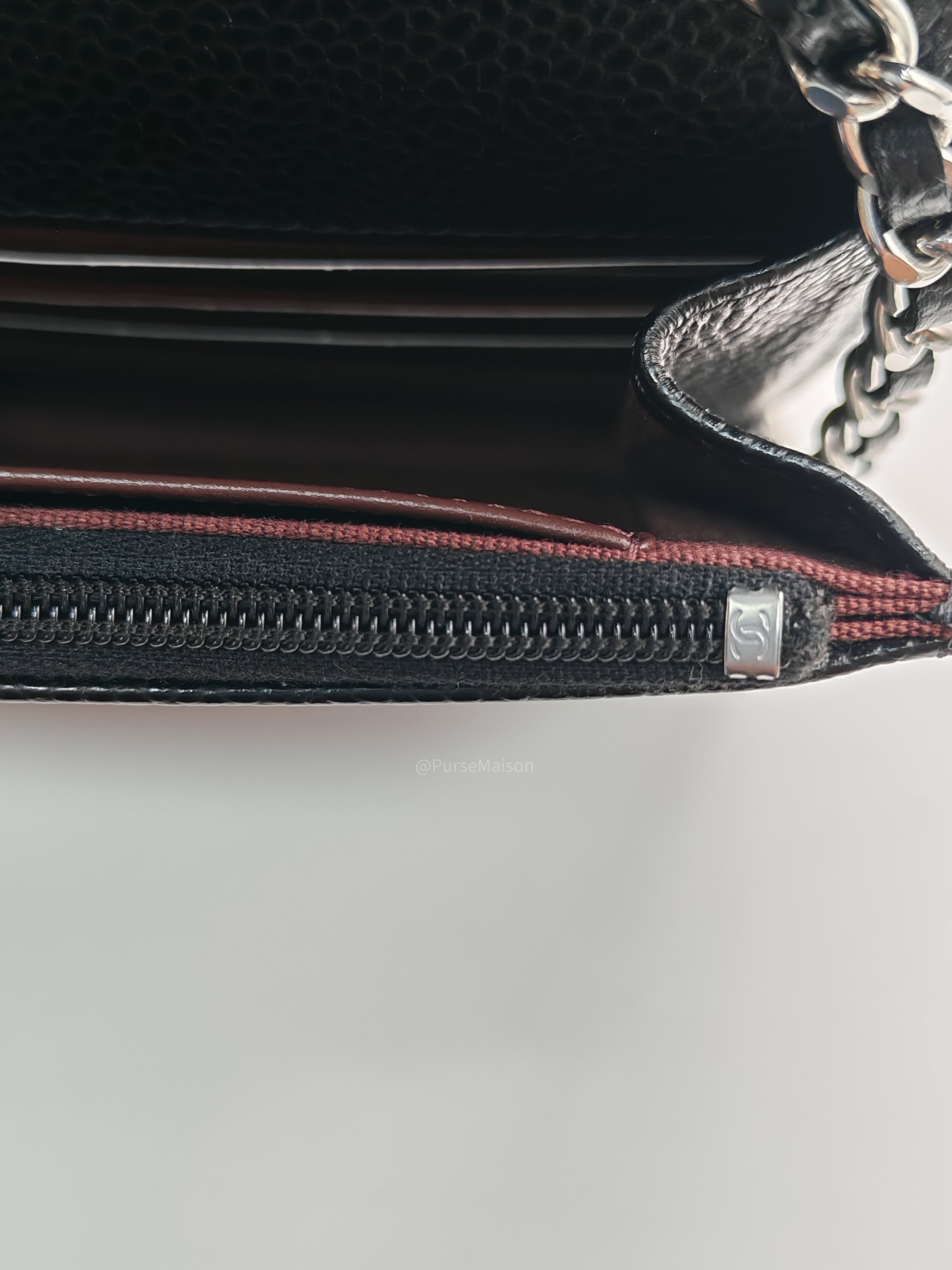 Chanel Wallet on Chain (WOC) in Black Caviar Leather Silver Hardware Microchip(A2****8K)