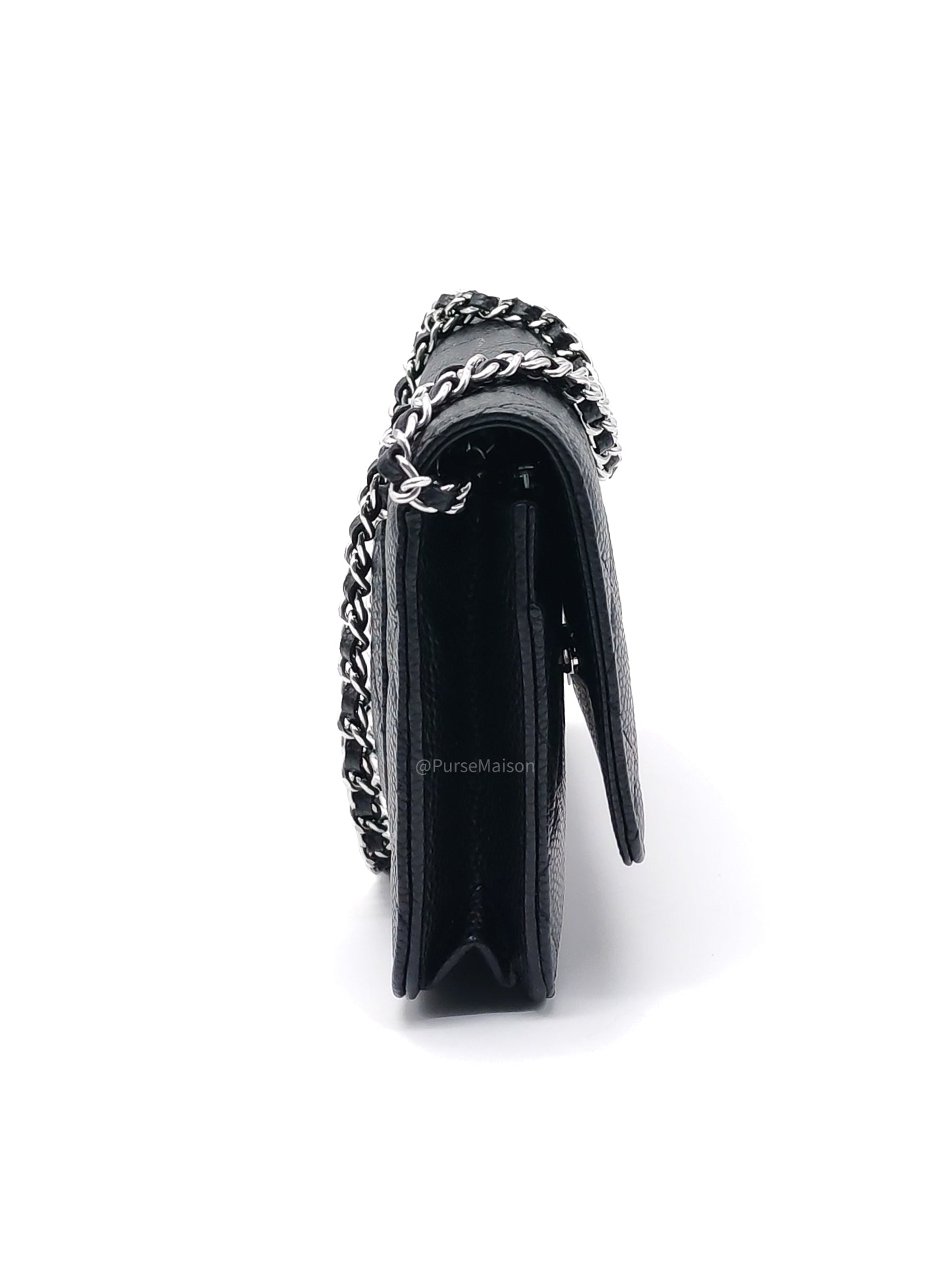 Chanel Wallet on Chain (WOC) in Black Caviar Leather Silver Hardware Microchip(A2****8K)