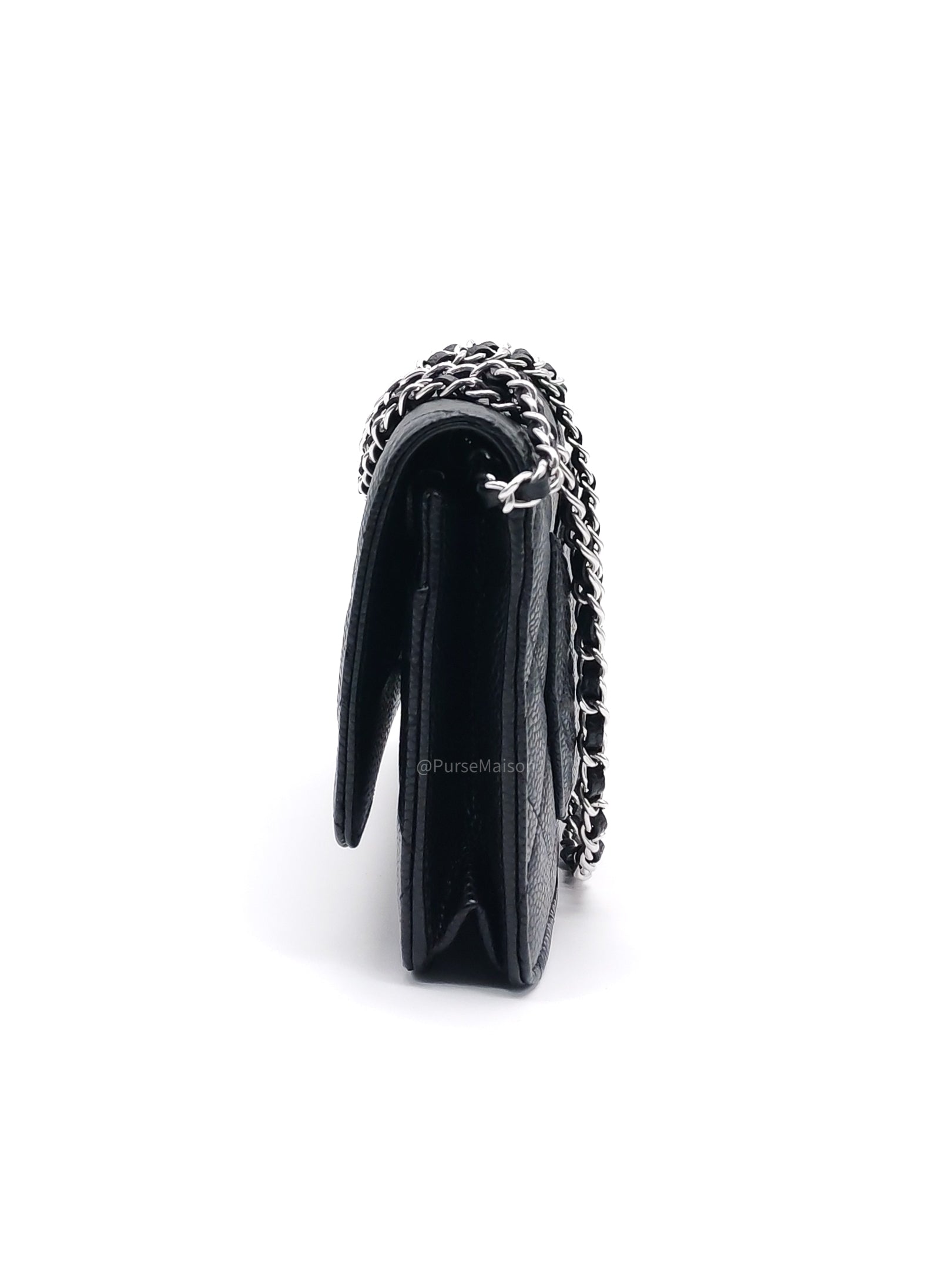 Chanel Wallet on Chain (WOC) in Black Caviar Leather Silver Hardware Microchip(A2****8K)