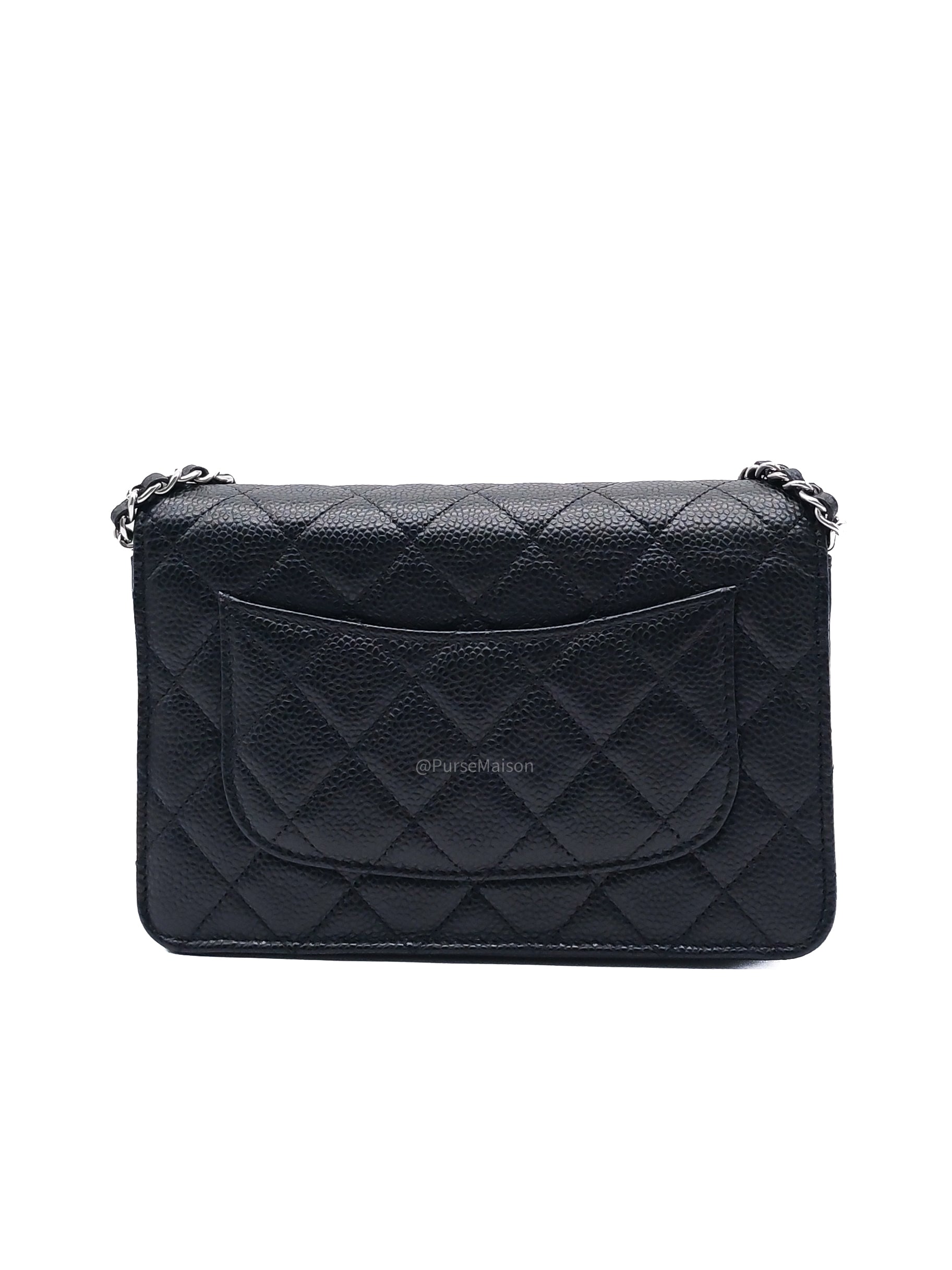 Chanel Wallet on Chain (WOC) in Black Caviar Leather Silver Hardware Microchip(A2****8K)