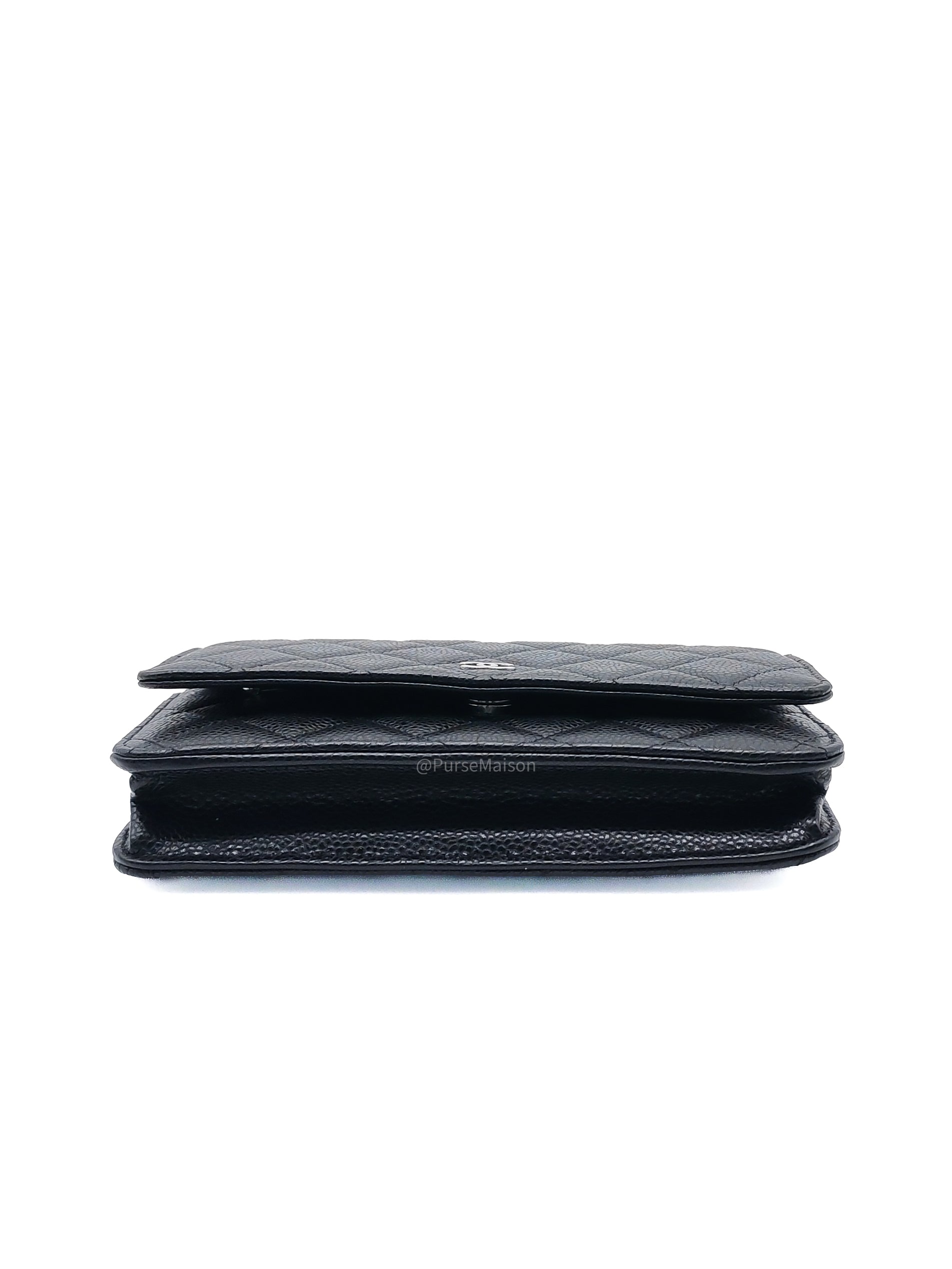 Chanel Wallet on Chain (WOC) in Black Caviar Leather Silver Hardware Microchip(A2****8K)