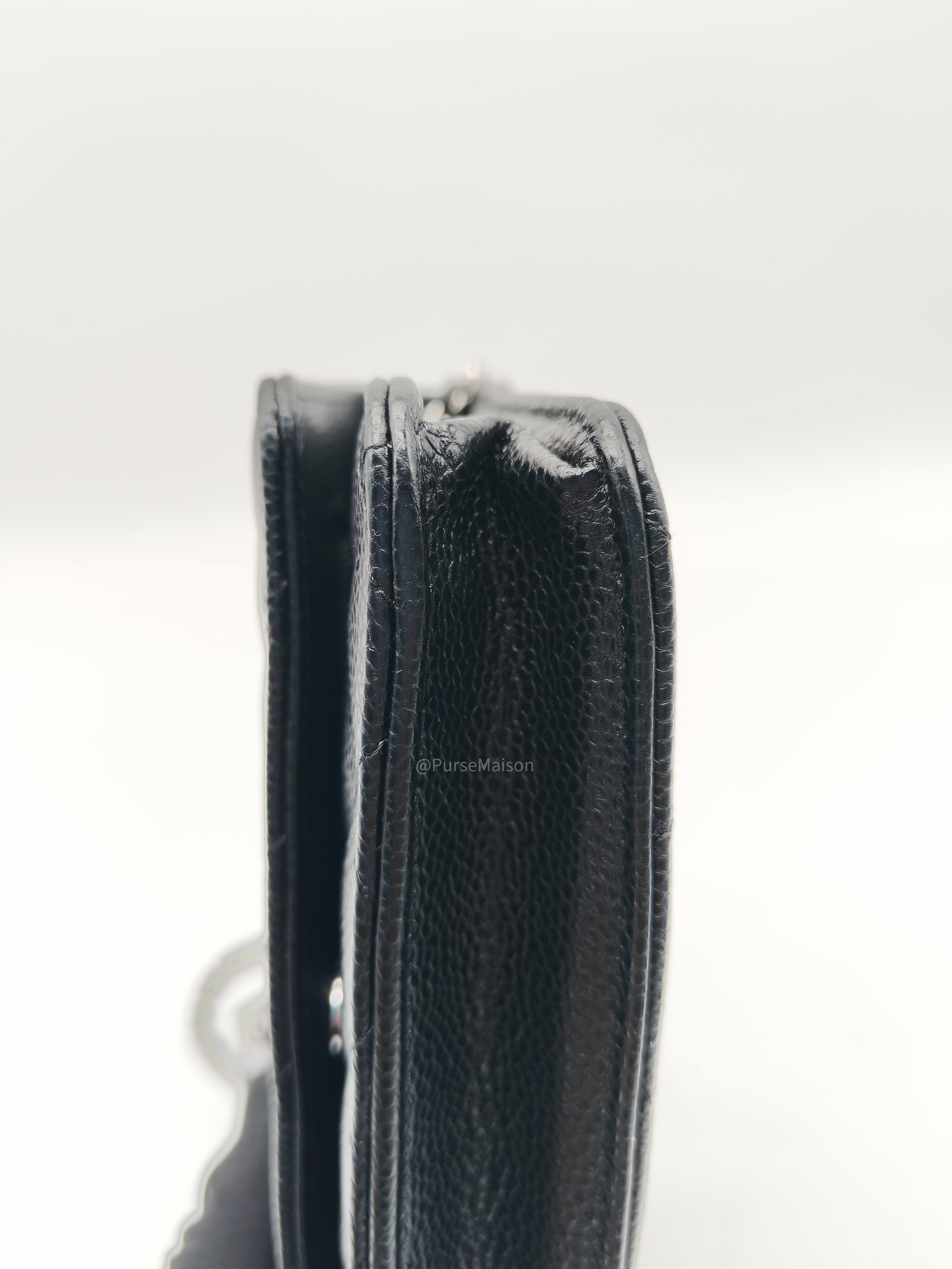 Chanel Wallet on Chain (WOC) in Black Caviar Leather Silver Hardware Microchip(A2****8K)