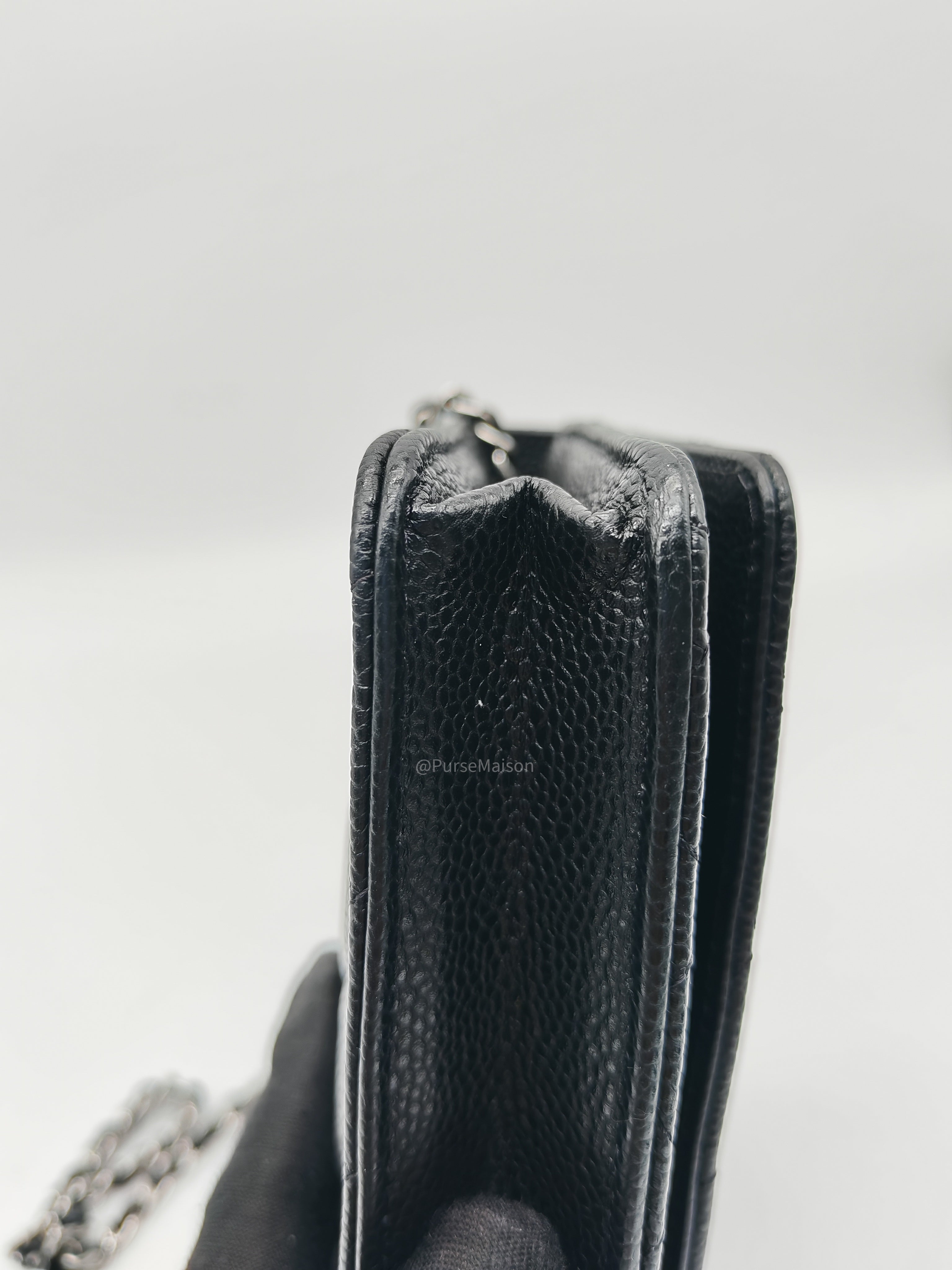 Chanel Wallet on Chain (WOC) in Black Caviar Leather Silver Hardware Microchip(A2****8K)