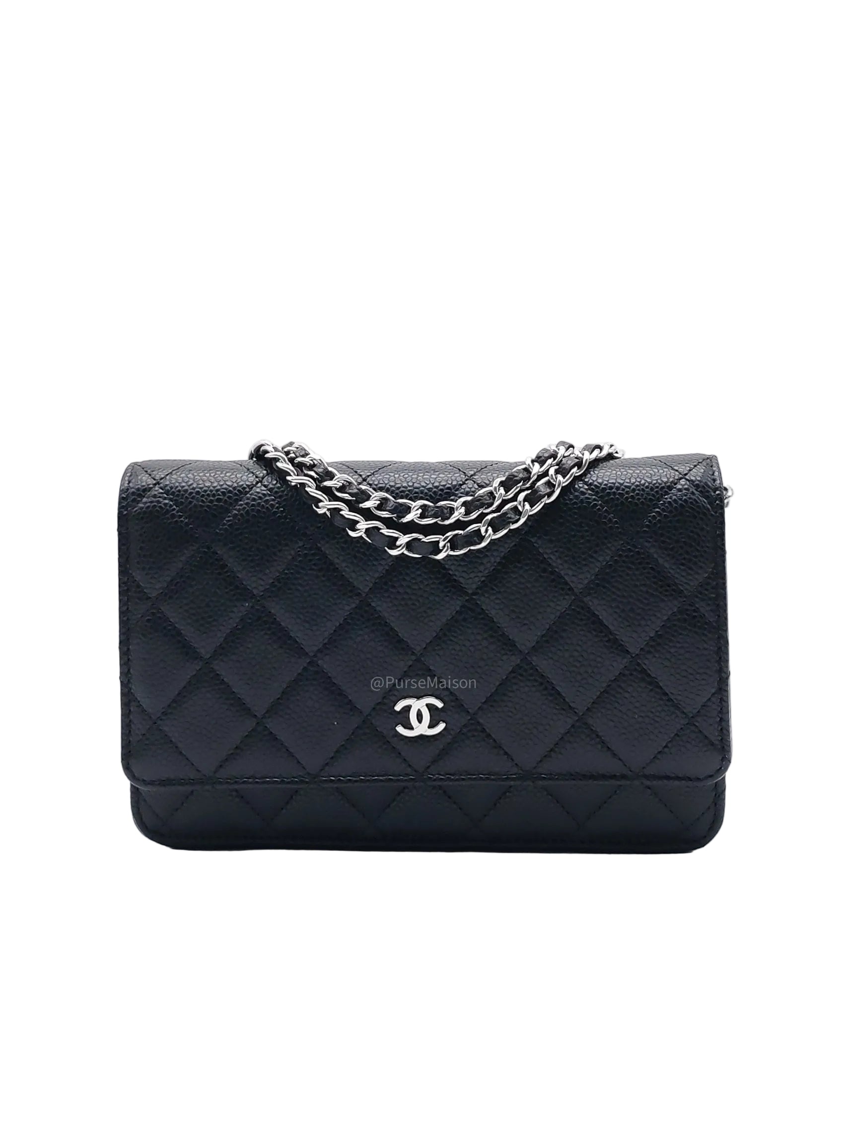 Chanel Wallet on Chain (WOC) in Black Caviar Leather Silver Hardware Microchip(A2****8K)