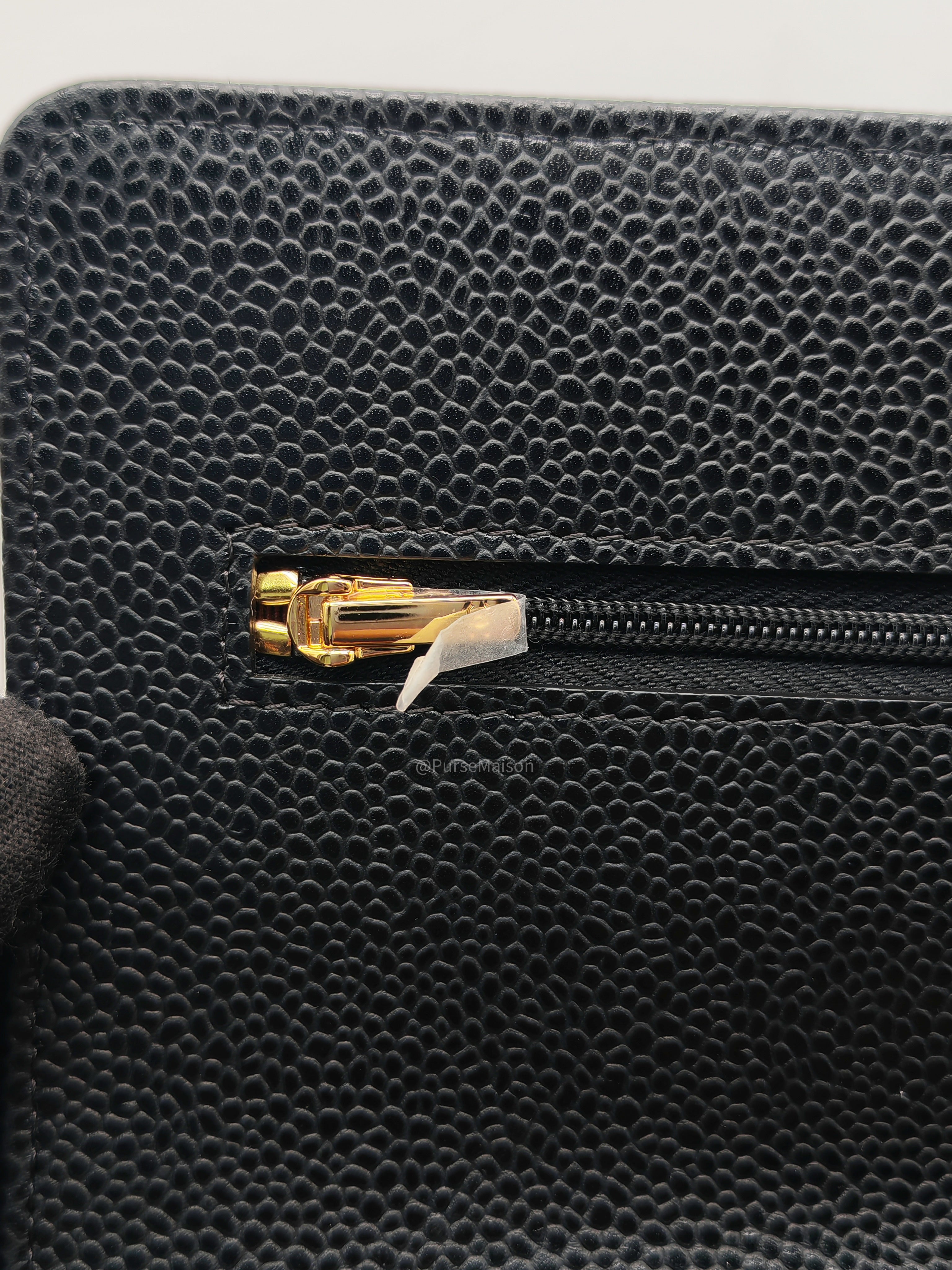Chanel Classic Wallet on Chan (WOC) in Black Caviar Leather Gold Hardware (Series 29)