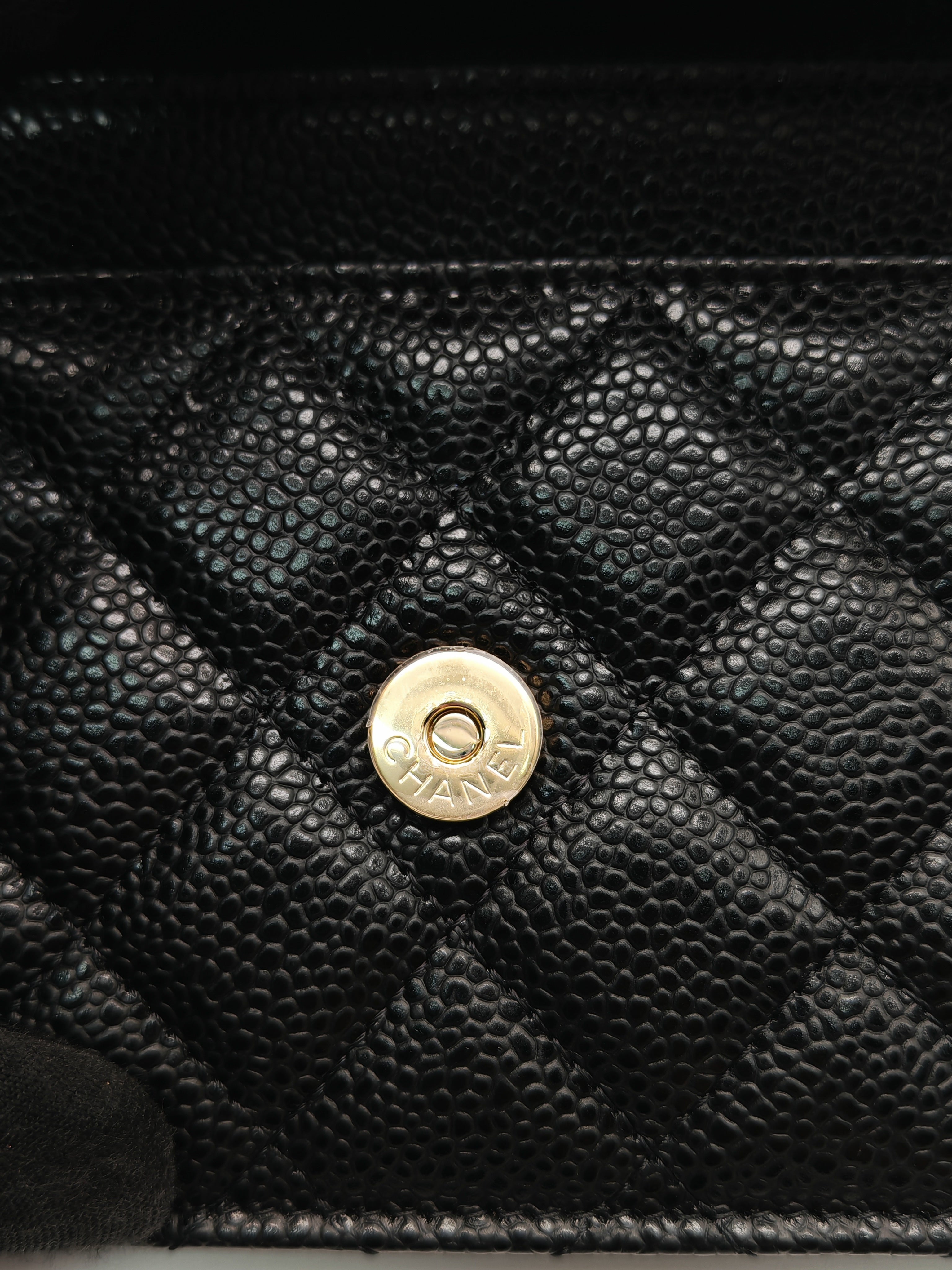 Chanel Classic Wallet on Chan (WOC) in Black Caviar Leather Gold Hardware (Series 29)
