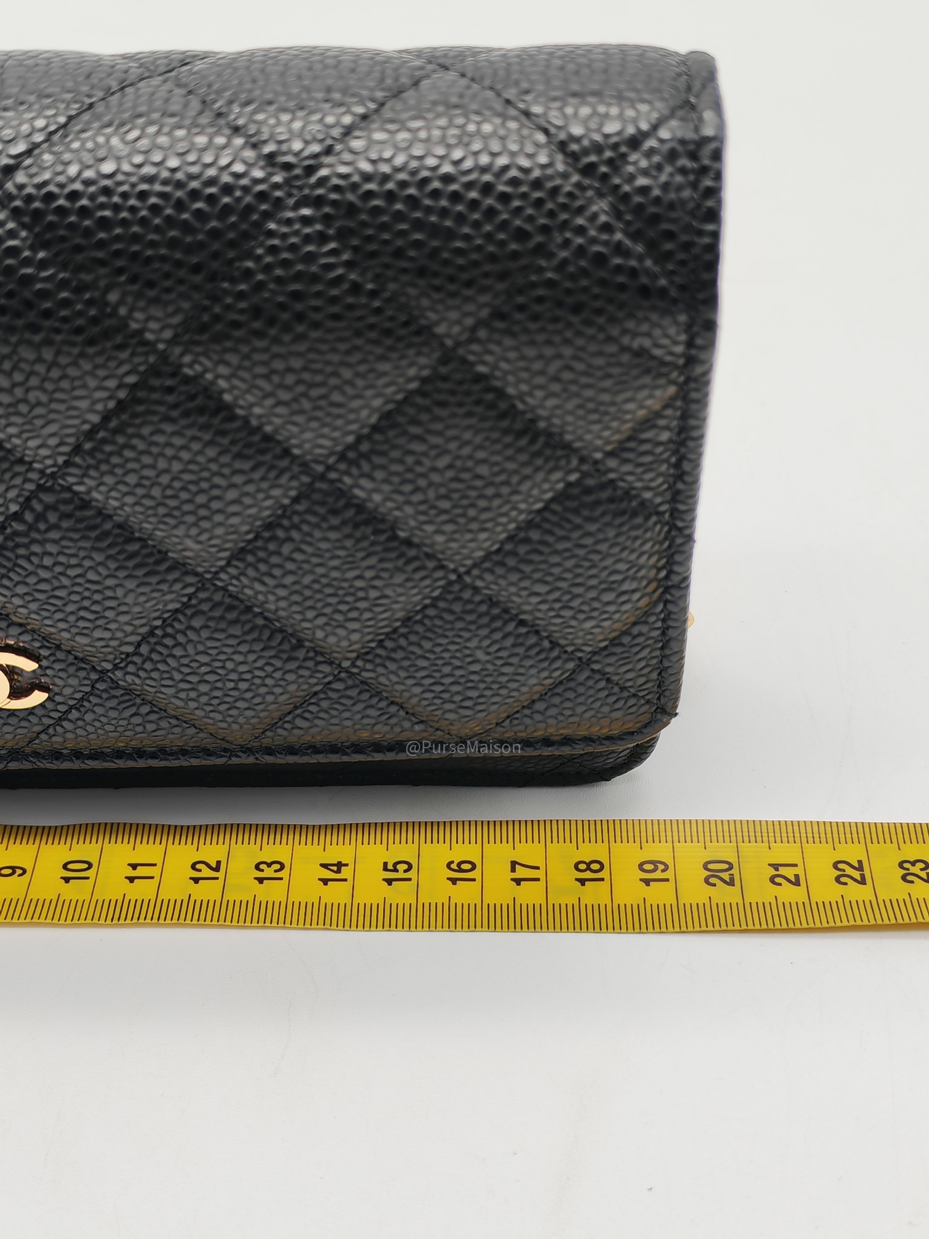 Chanel Classic Wallet on Chan (WOC) in Black Caviar Leather Gold Hardware (Series 29)