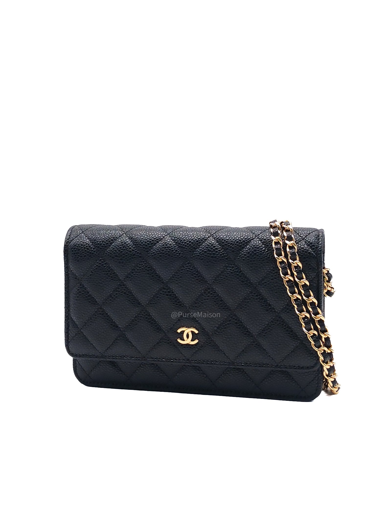 Chanel Classic Wallet on Chan (WOC) in Black Caviar Leather Gold Hardware (Series 29)