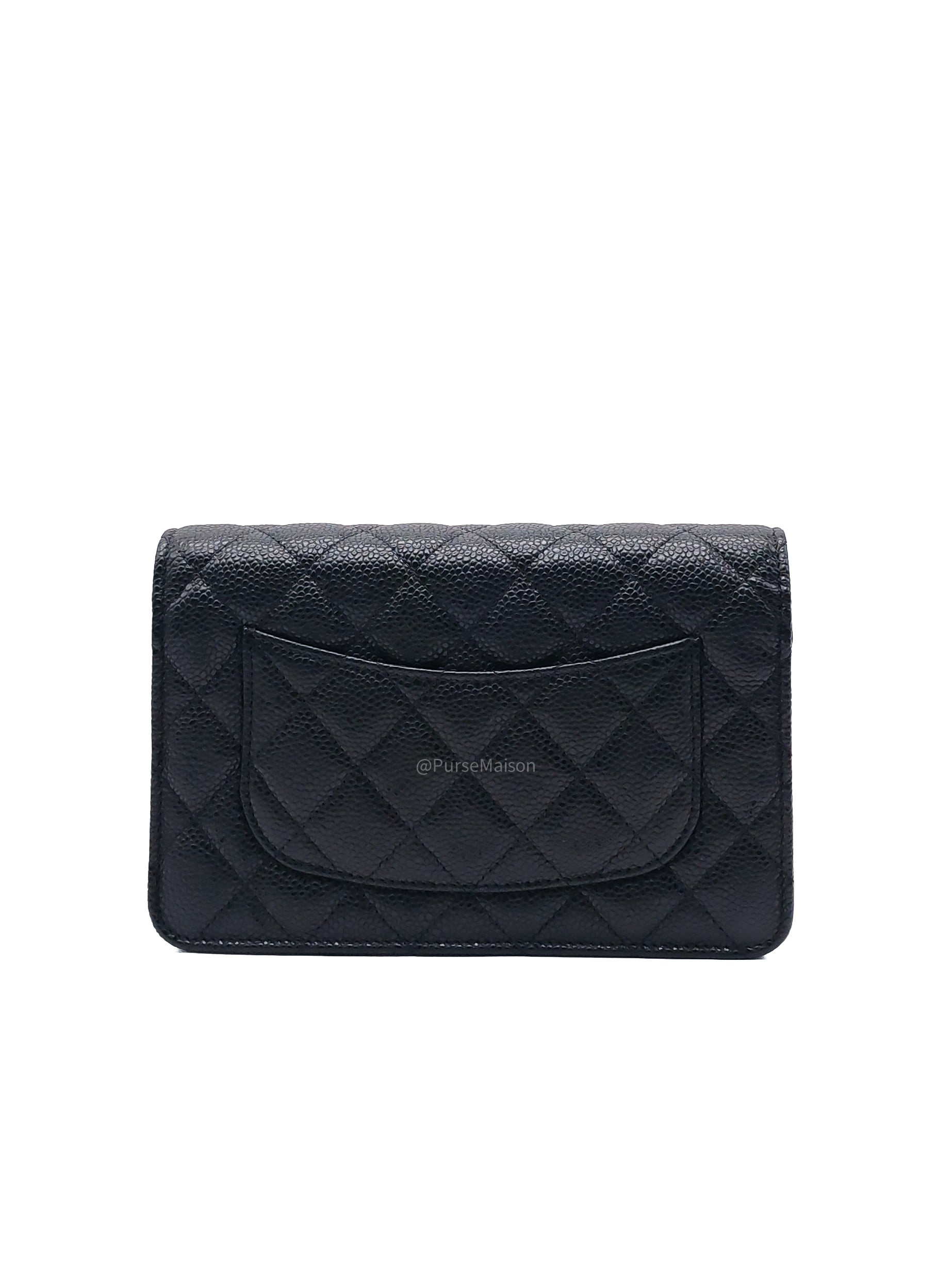 Chanel Classic Wallet on Chan (WOC) in Black Caviar Leather Gold Hardware (Series 29)