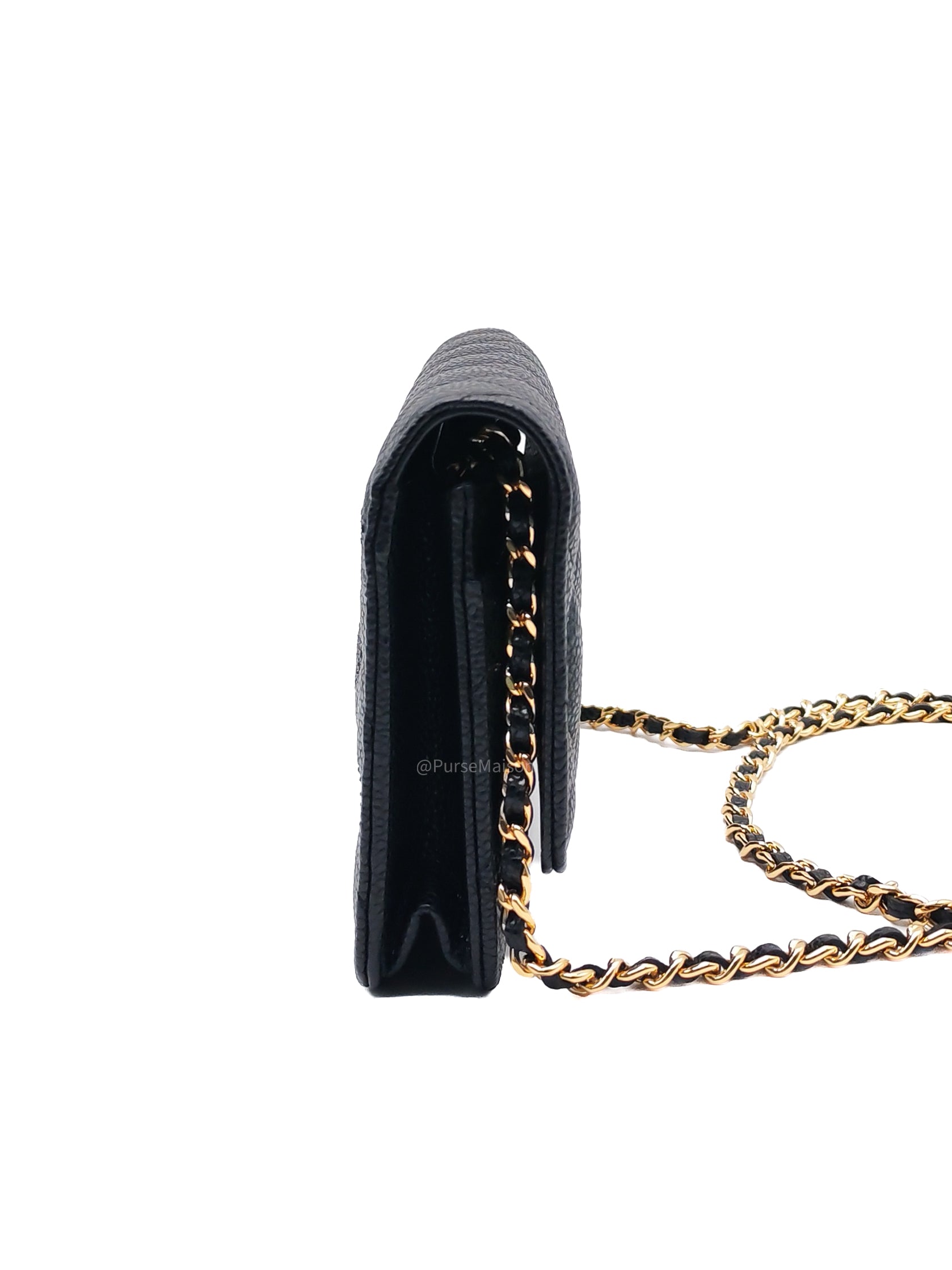 Chanel Classic Wallet on Chan (WOC) in Black Caviar Leather Gold Hardware (Series 29)