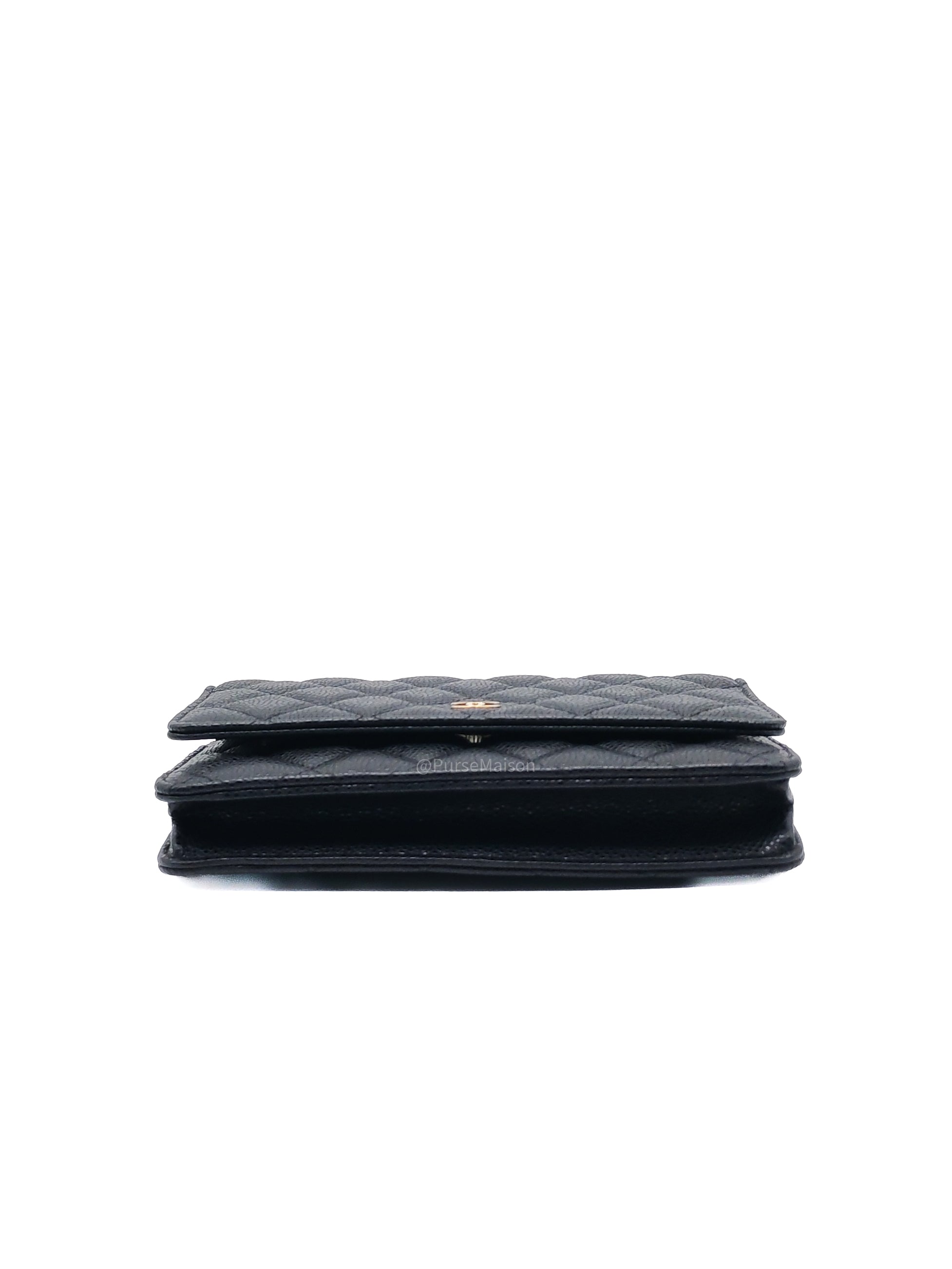 Chanel Classic Wallet on Chan (WOC) in Black Caviar Leather Gold Hardware (Series 29)