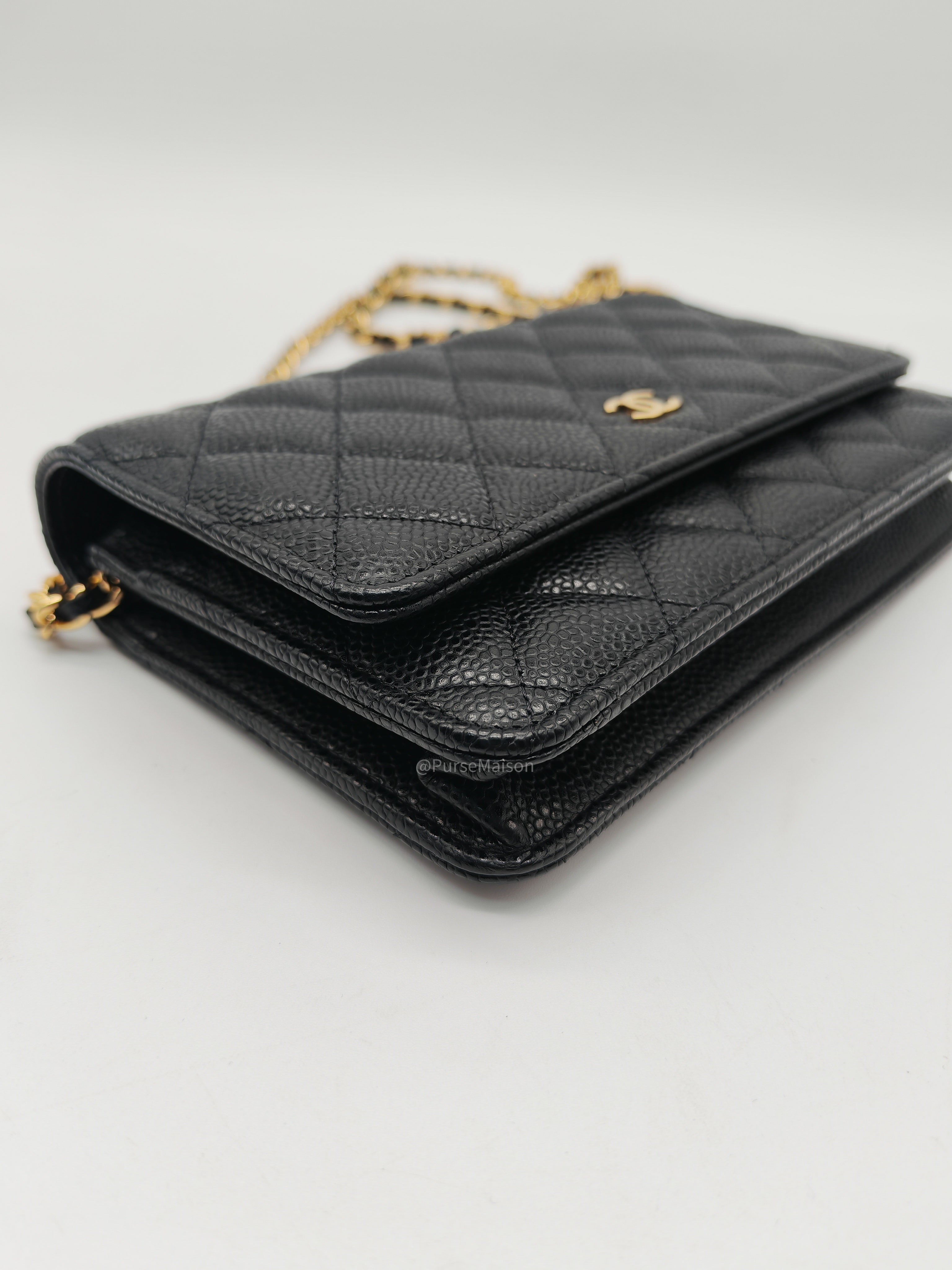 Chanel Classic Wallet on Chan (WOC) in Black Caviar Leather Gold Hardware (Series 29)