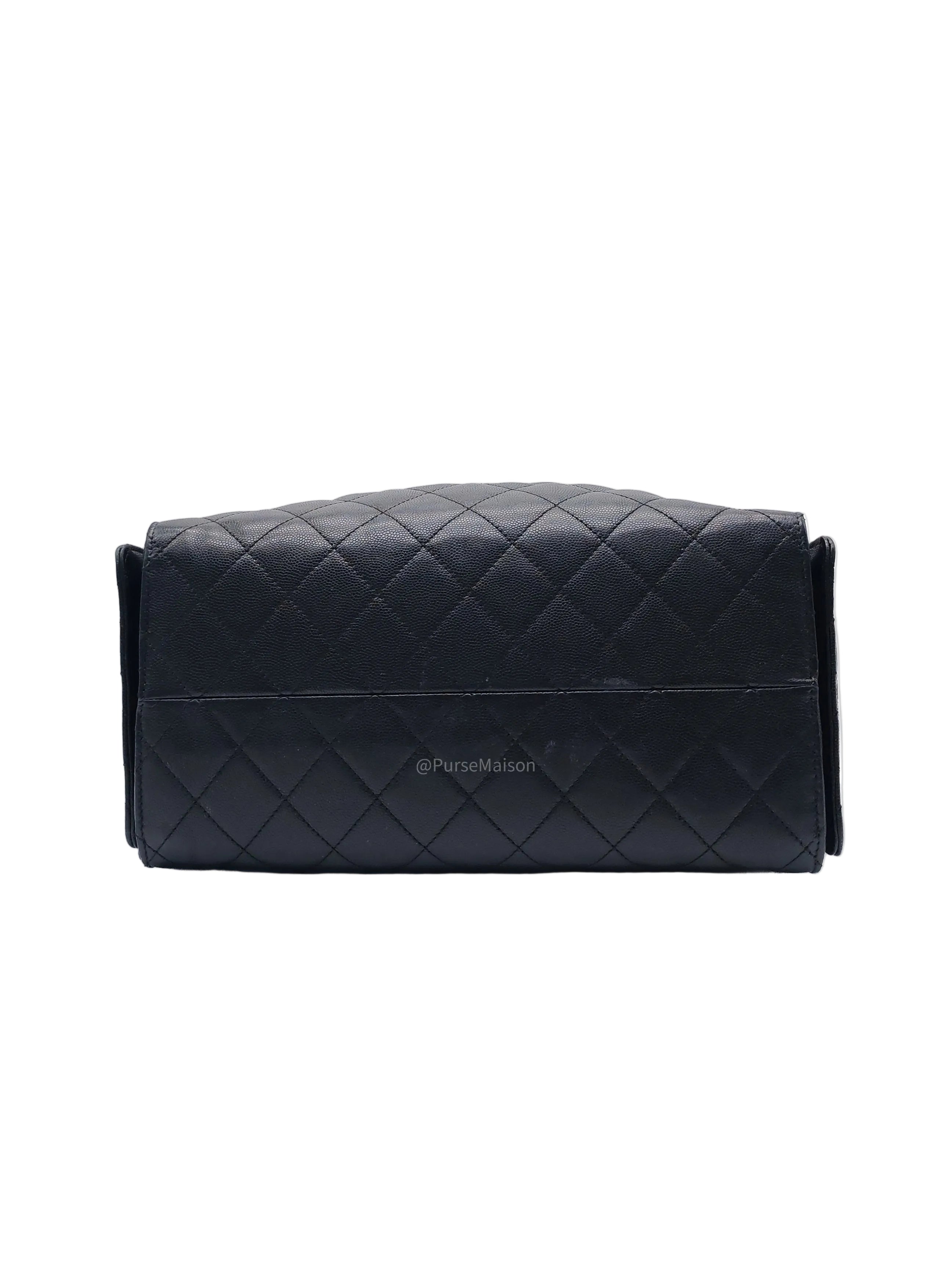 Chanel 25 Hobo Bag Small in Black Caviar Leather Aged Gold Hardware (Microchip)