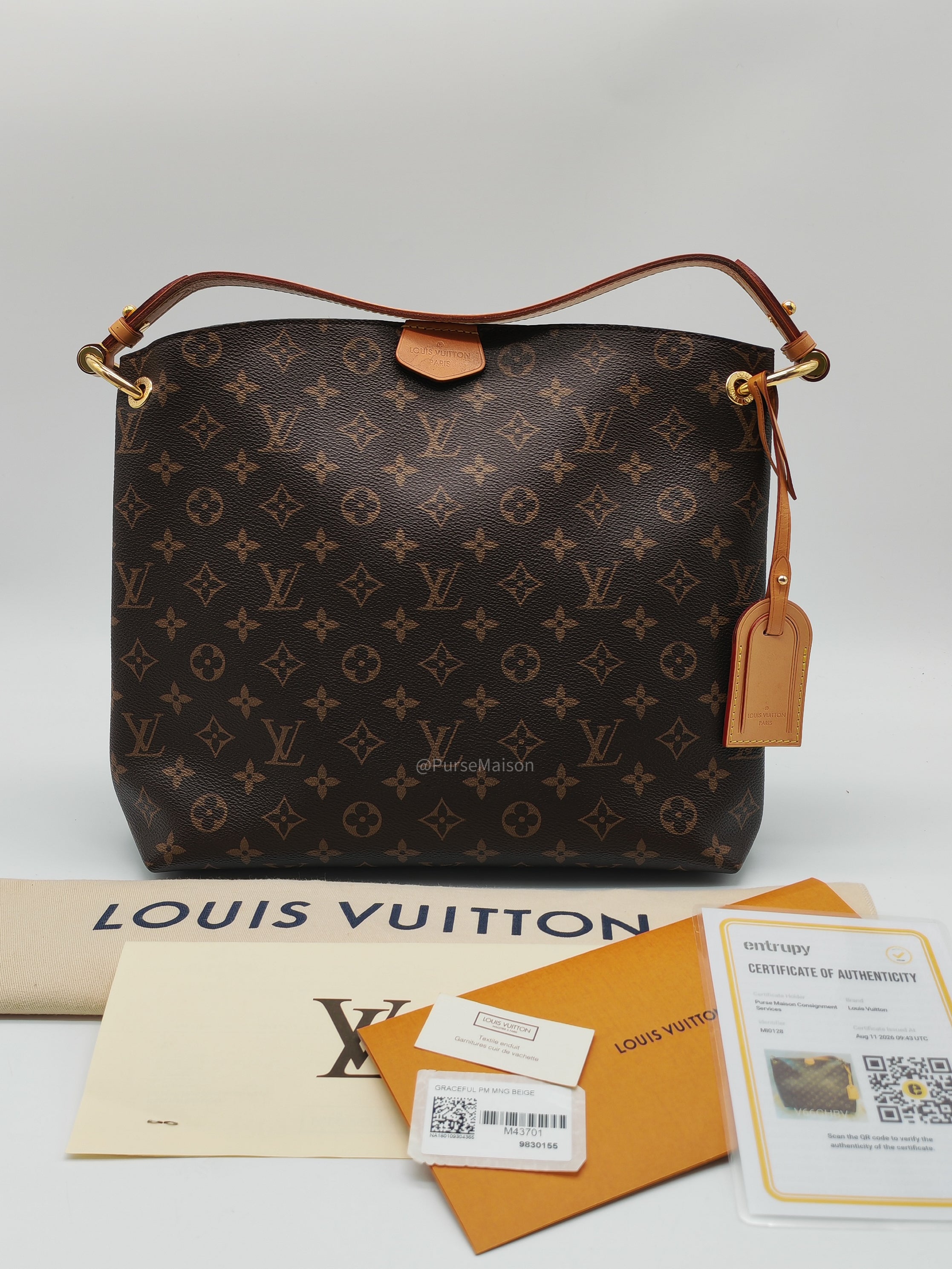 Louis Vuitton Graceful Hobo Bag PM in Monogram Canvas (Date code: MI0128)