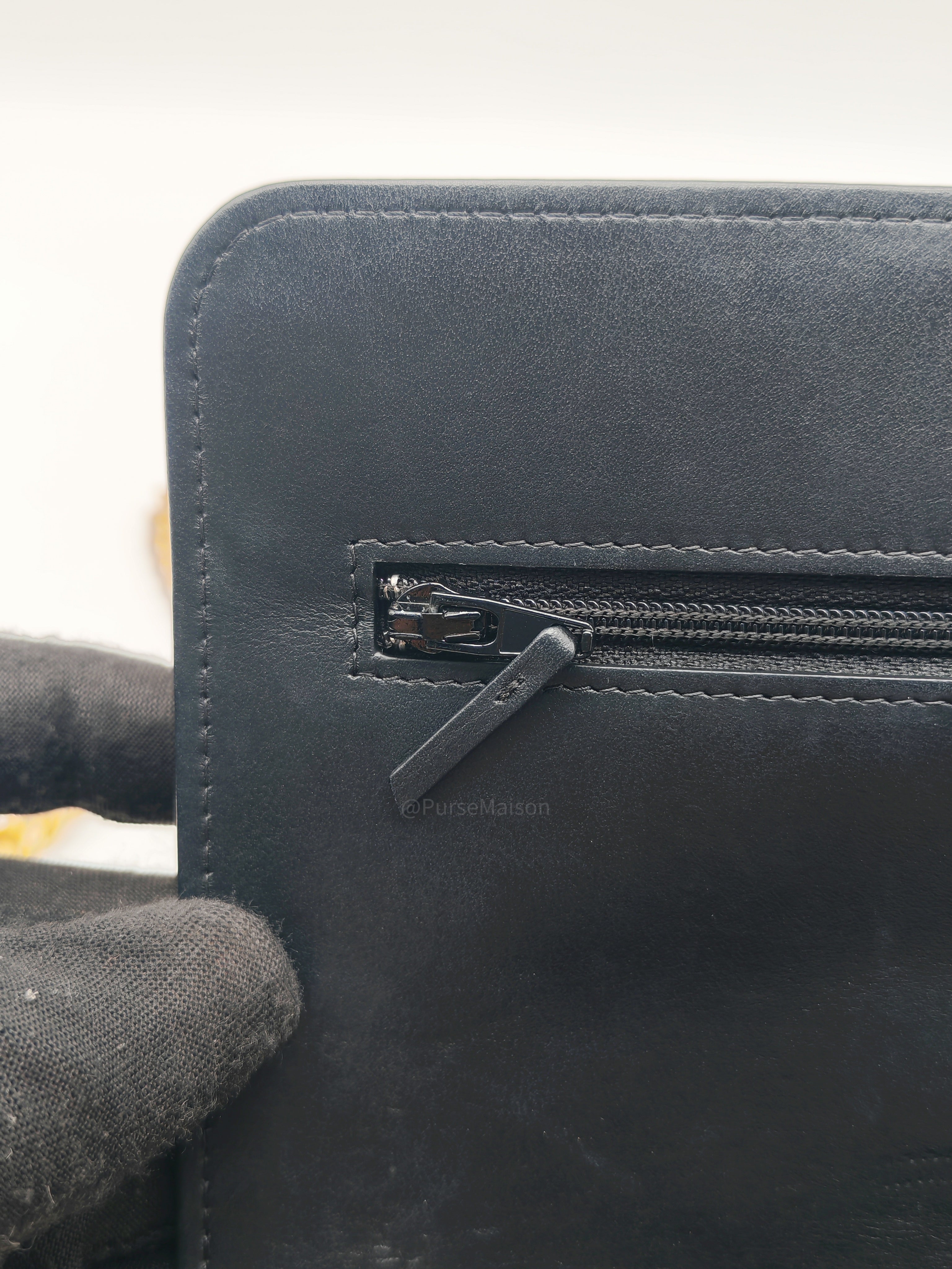 Chanel Boy Wallet On Chain in Black Quilted Caviar Leather and Aged Gold Hardware Microchip