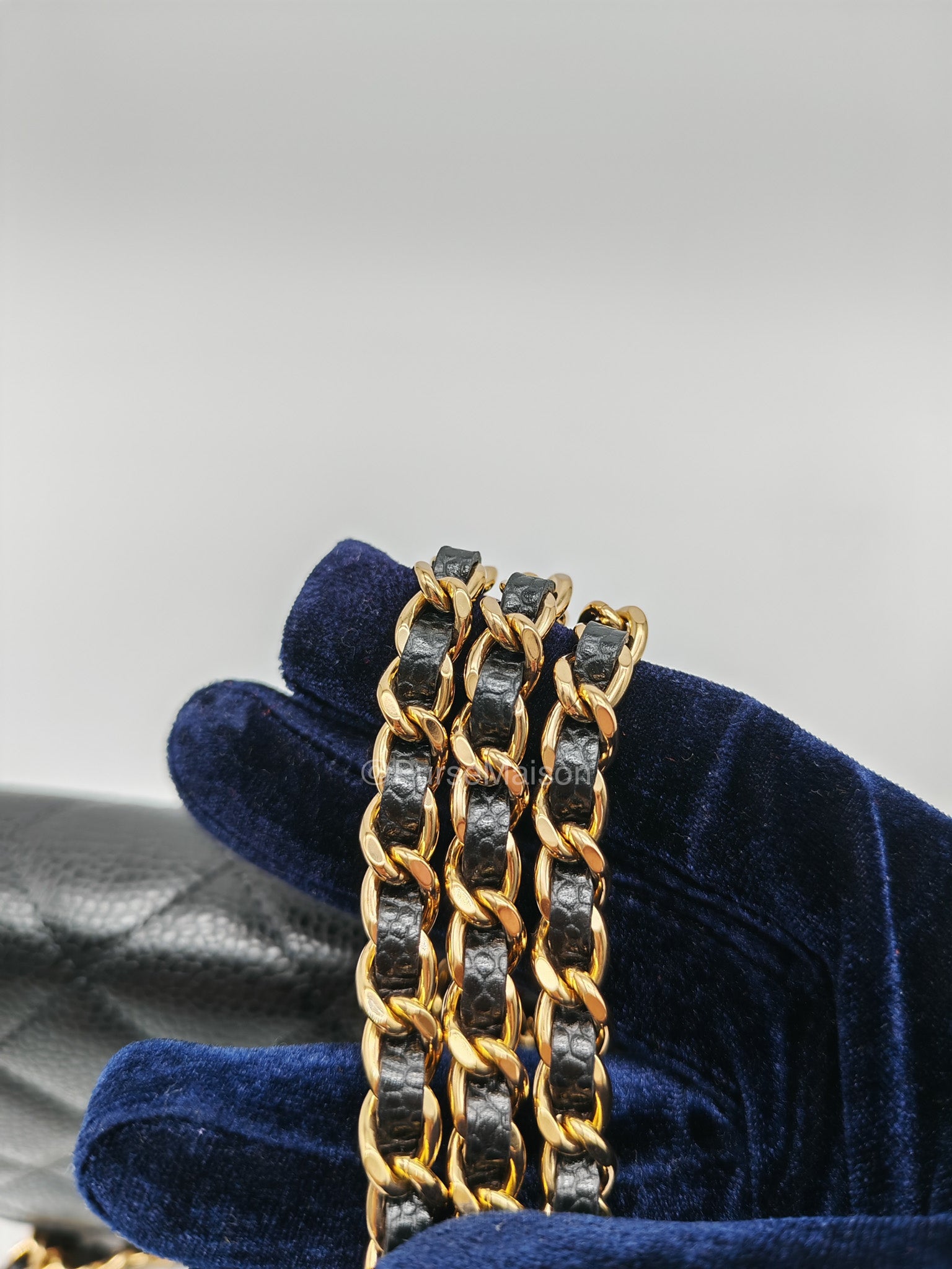 Chanel CC Turn-Lock Wallet on Chain(WOC) in Black Quilted Caviar Leather Gold Hardware (Microchip)