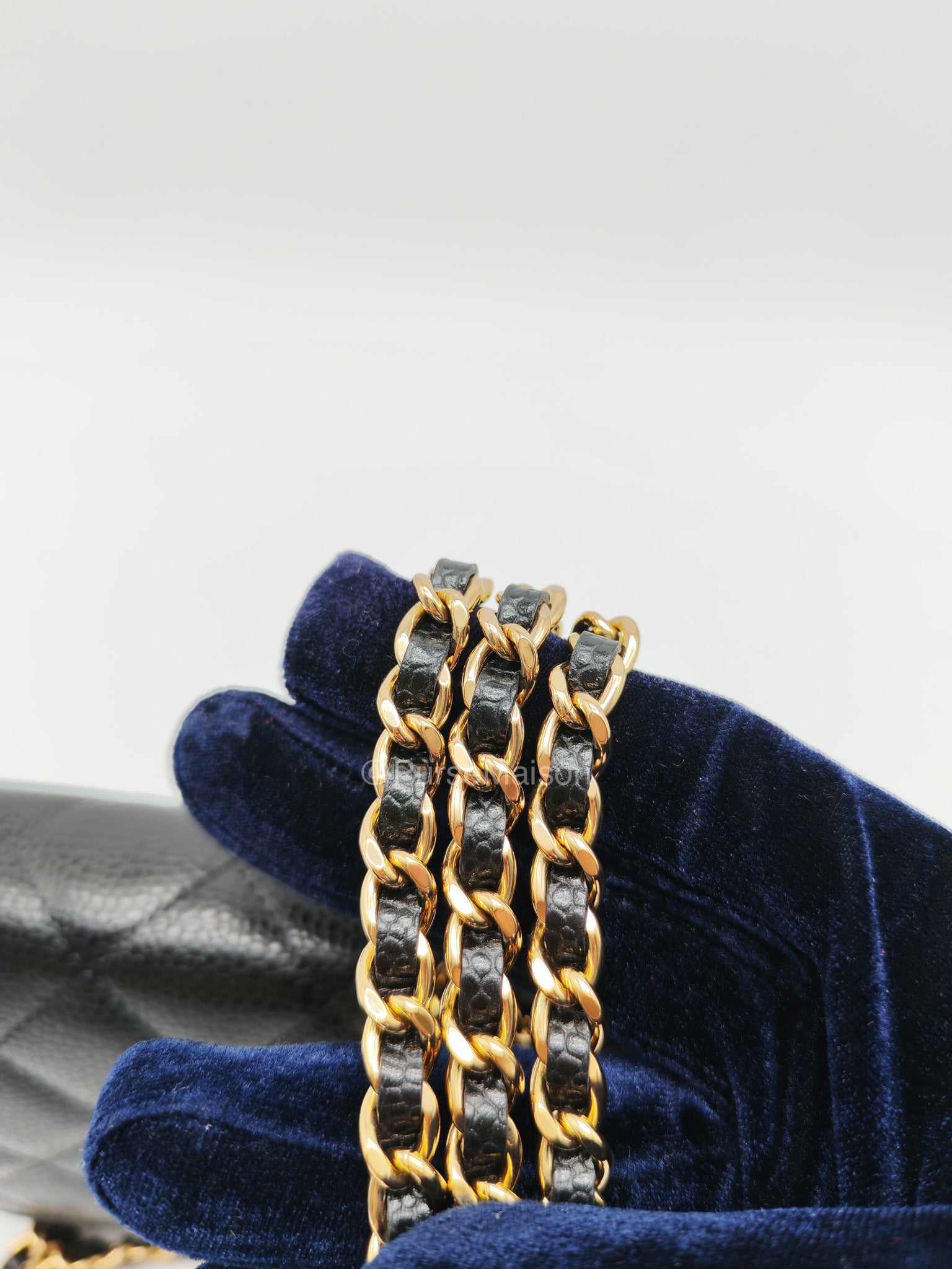 Chanel CC Turn-Lock Wallet on Chain(WOC) in Black Quilted Caviar Leather Gold Hardware (Microchip)