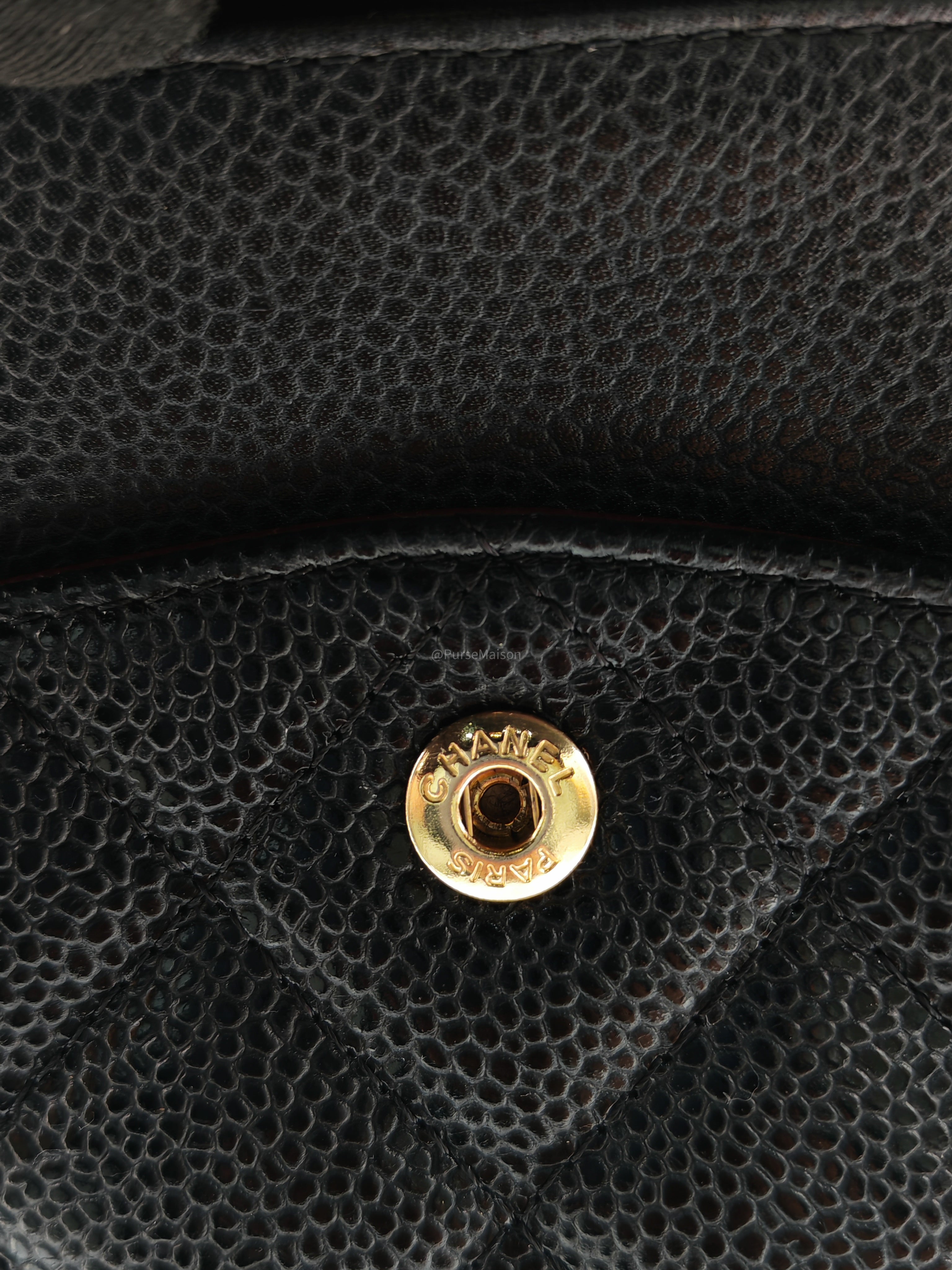 Chanel Classic Double Flap Maxi in Black Quilted Caviar Leather and Gold Hardware Series 15