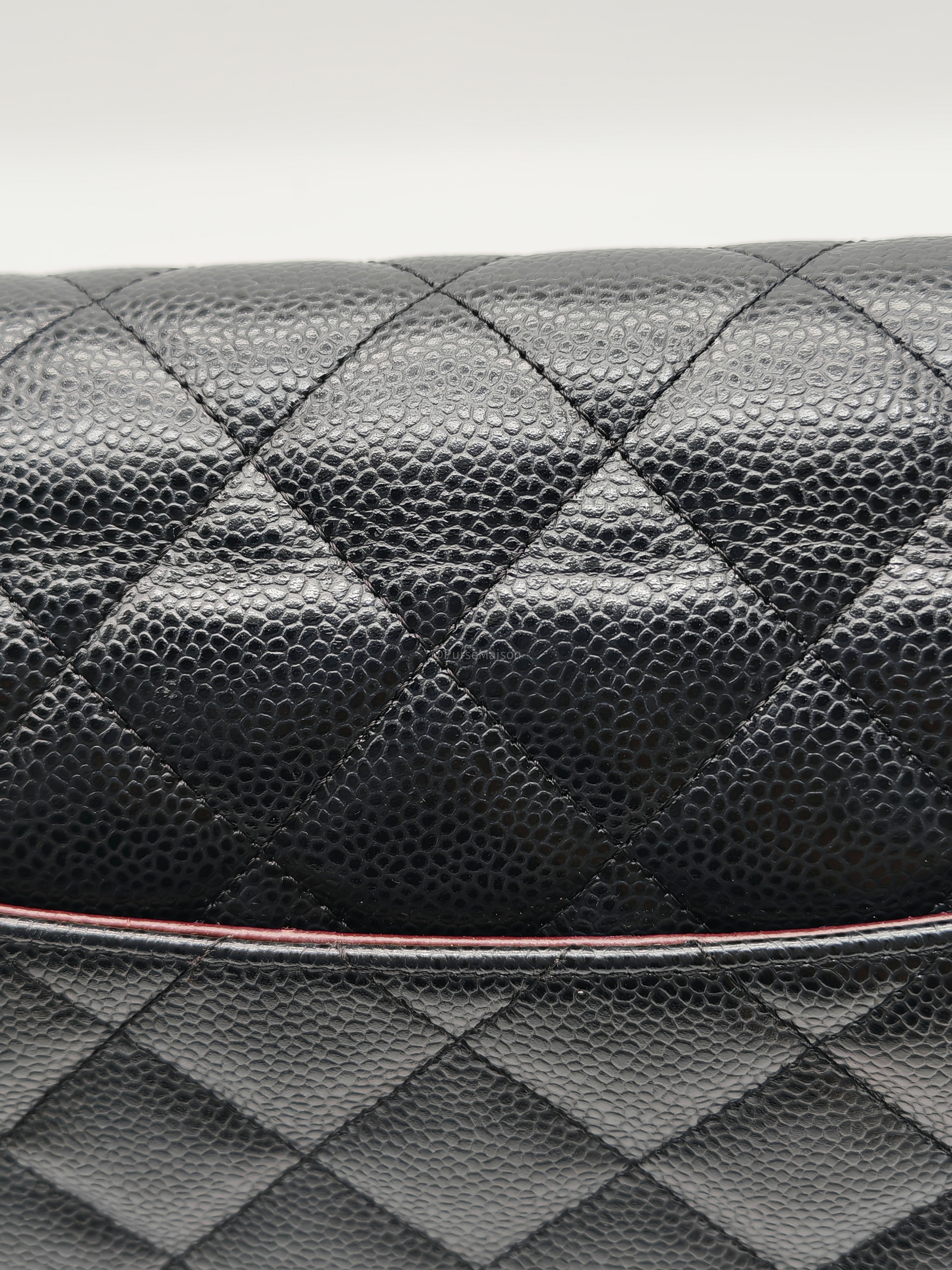 Chanel Classic Double Flap Maxi in Black Quilted Caviar Leather and Gold Hardware Series 15