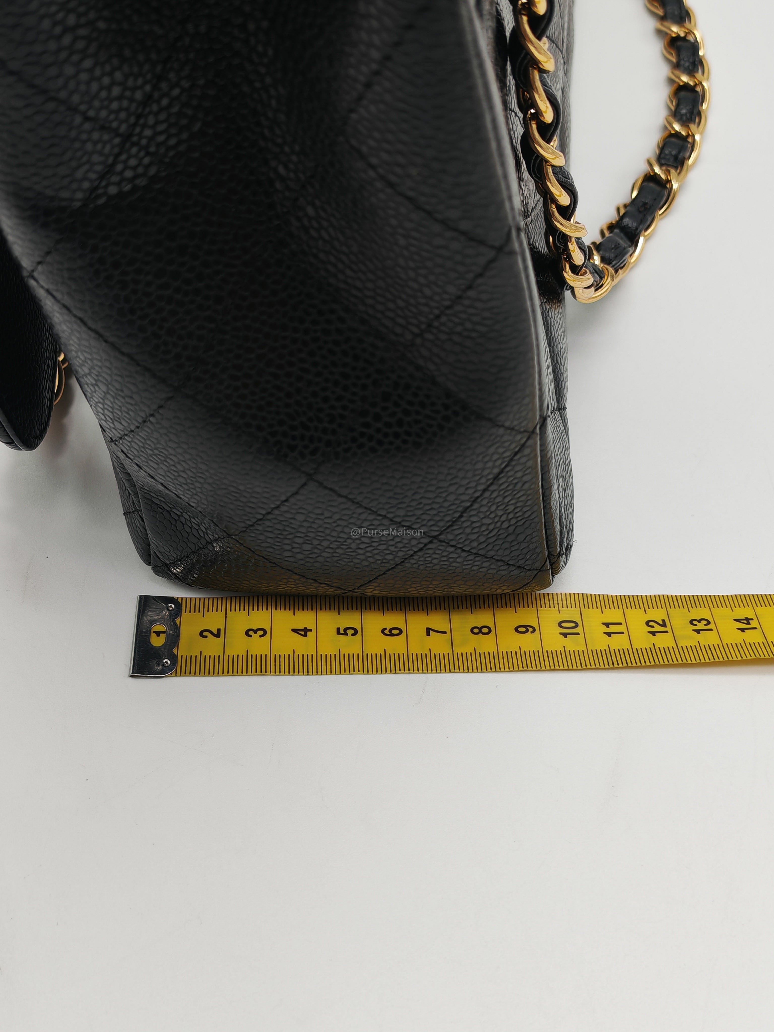 Chanel Classic Double Flap Maxi in Black Quilted Caviar Leather and Gold Hardware Series 15