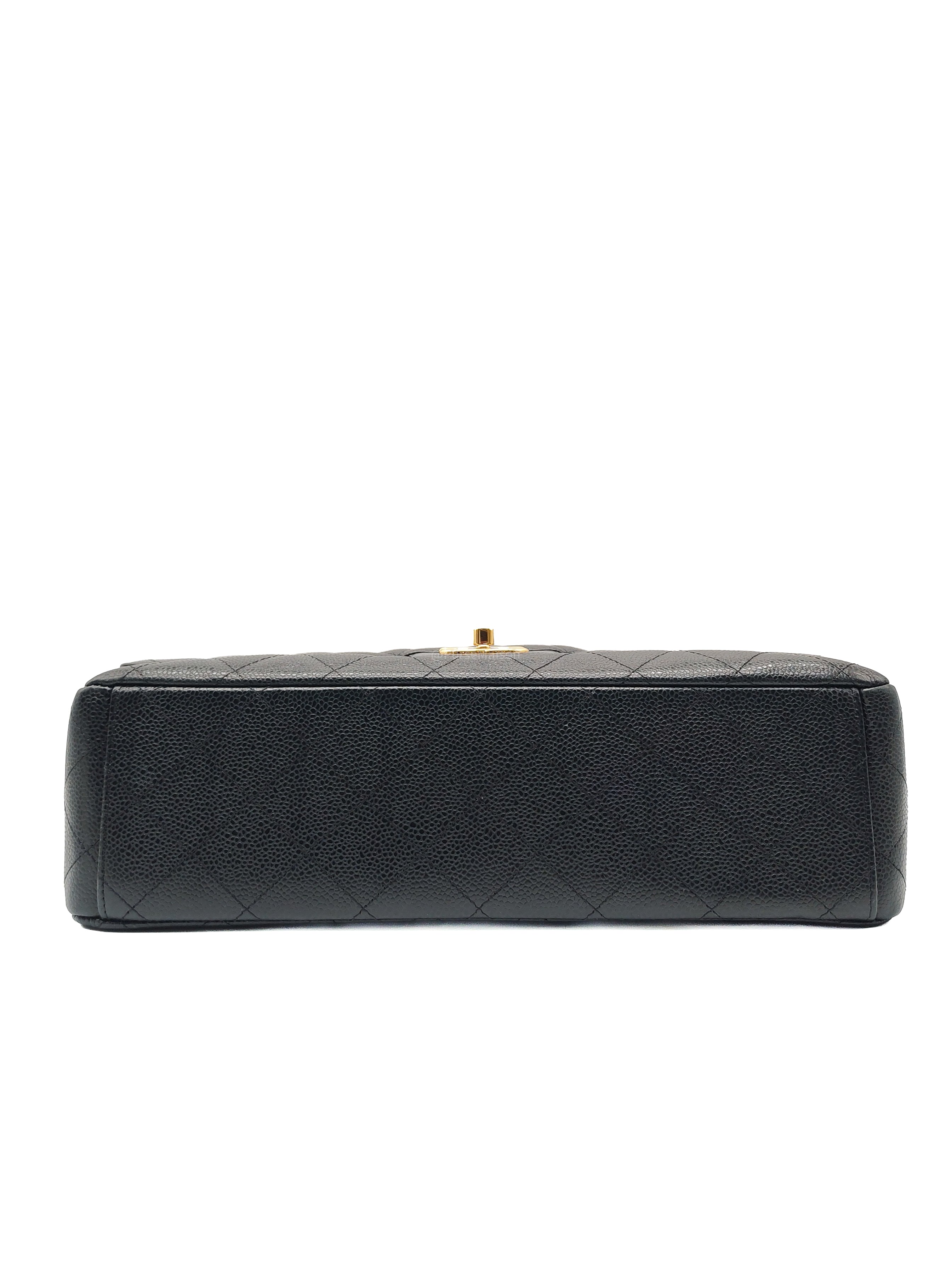 Chanel Classic Double Flap Maxi in Black Quilted Caviar Leather and Gold Hardware Series 15