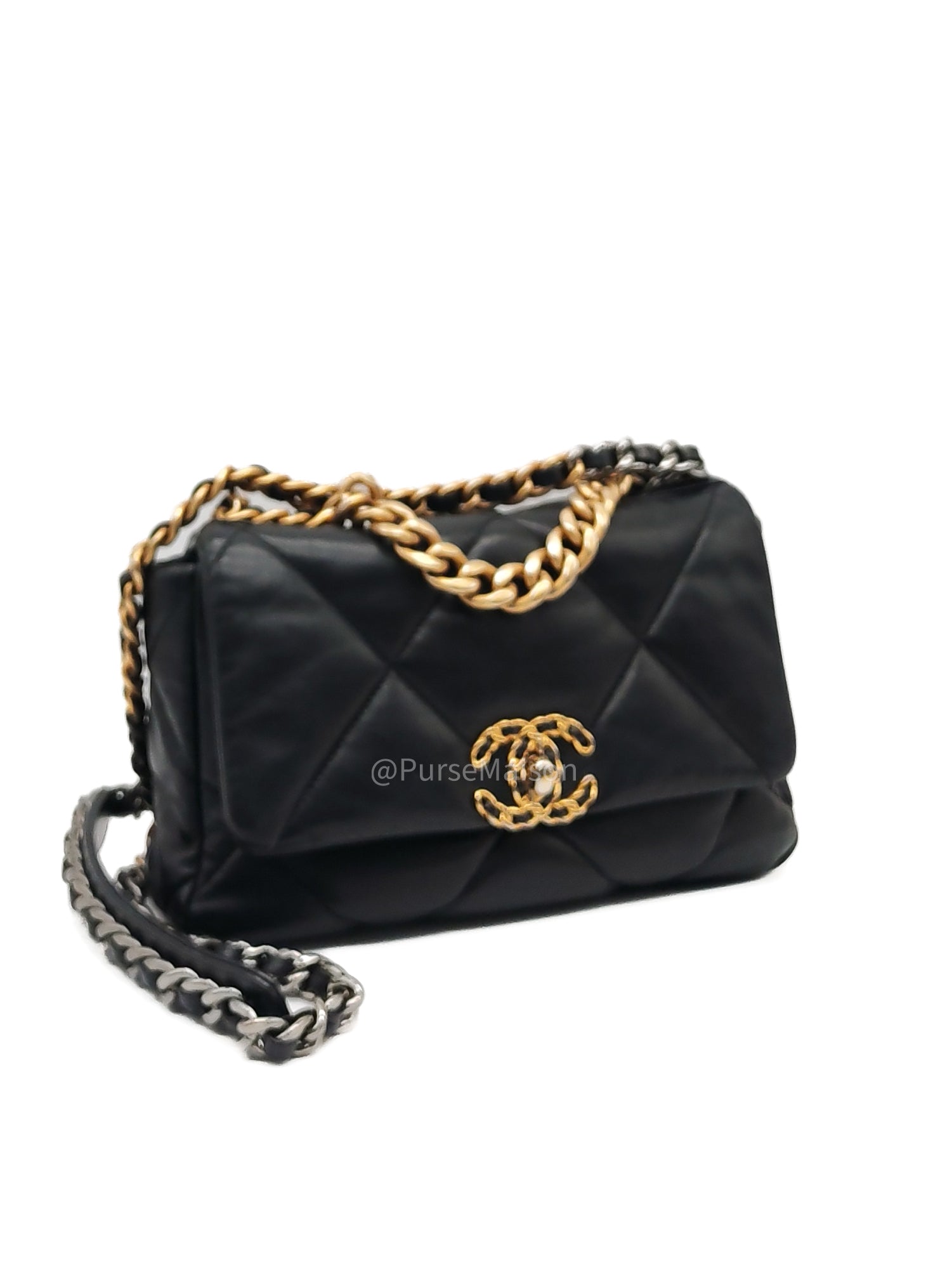 Chanel 19 Small in Black Quilted Lambskin Leather and Mix Hardware Series 31
