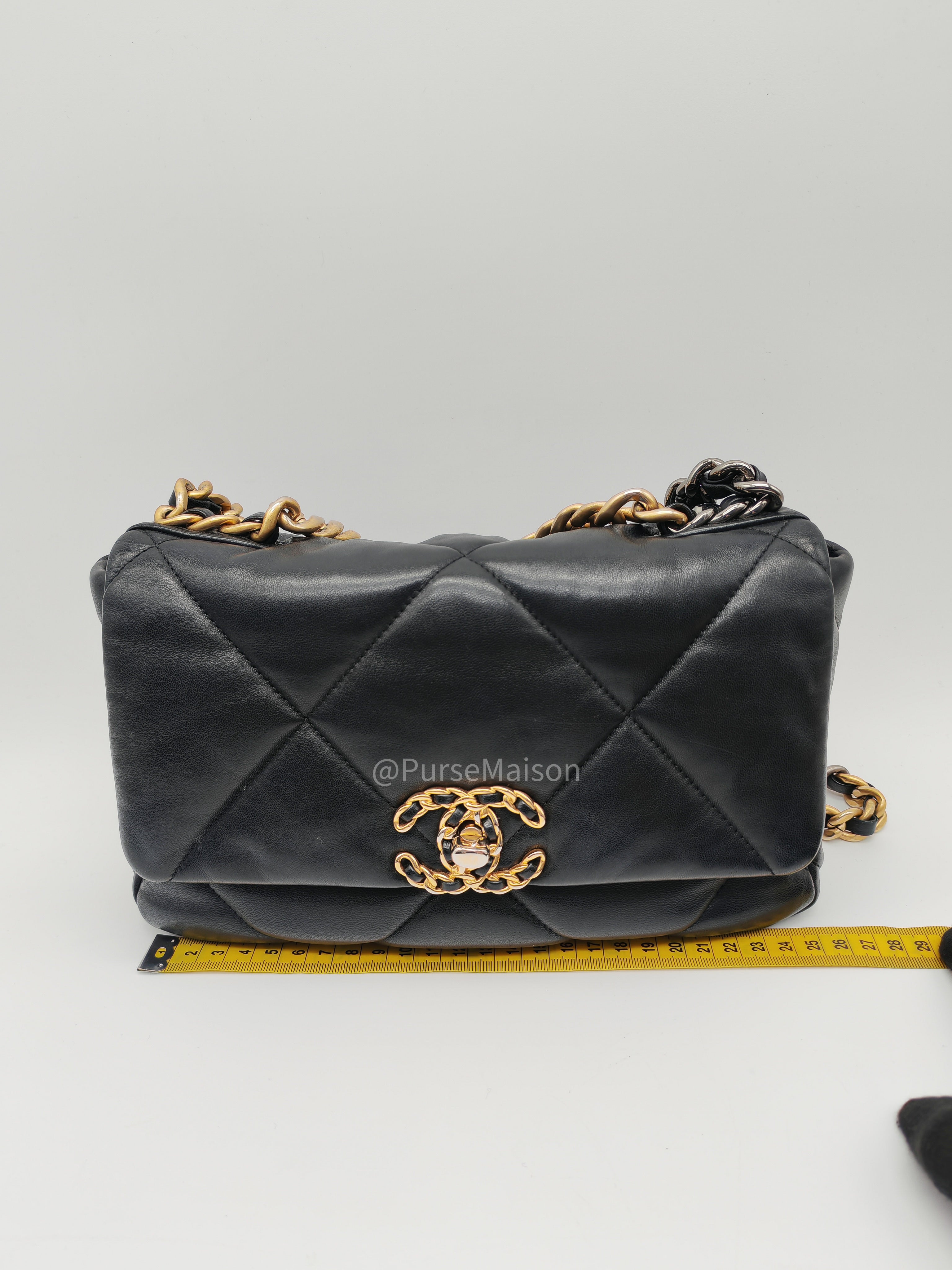 Chanel 19 Small in Black Quilted Lambskin Leather and Mix Hardware Series 31