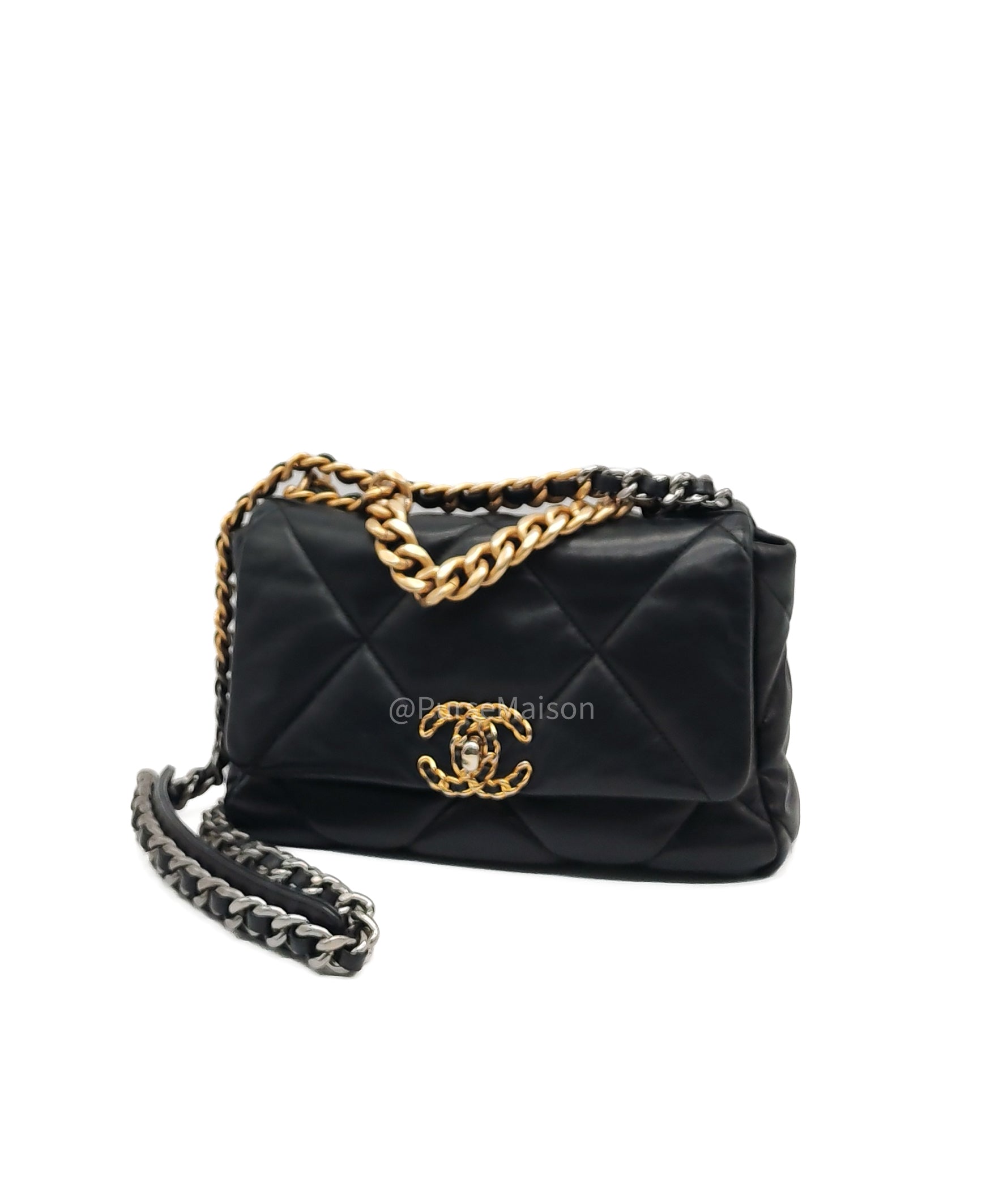 Chanel 19 Small in Black Quilted Lambskin Leather and Mix Hardware Series 31