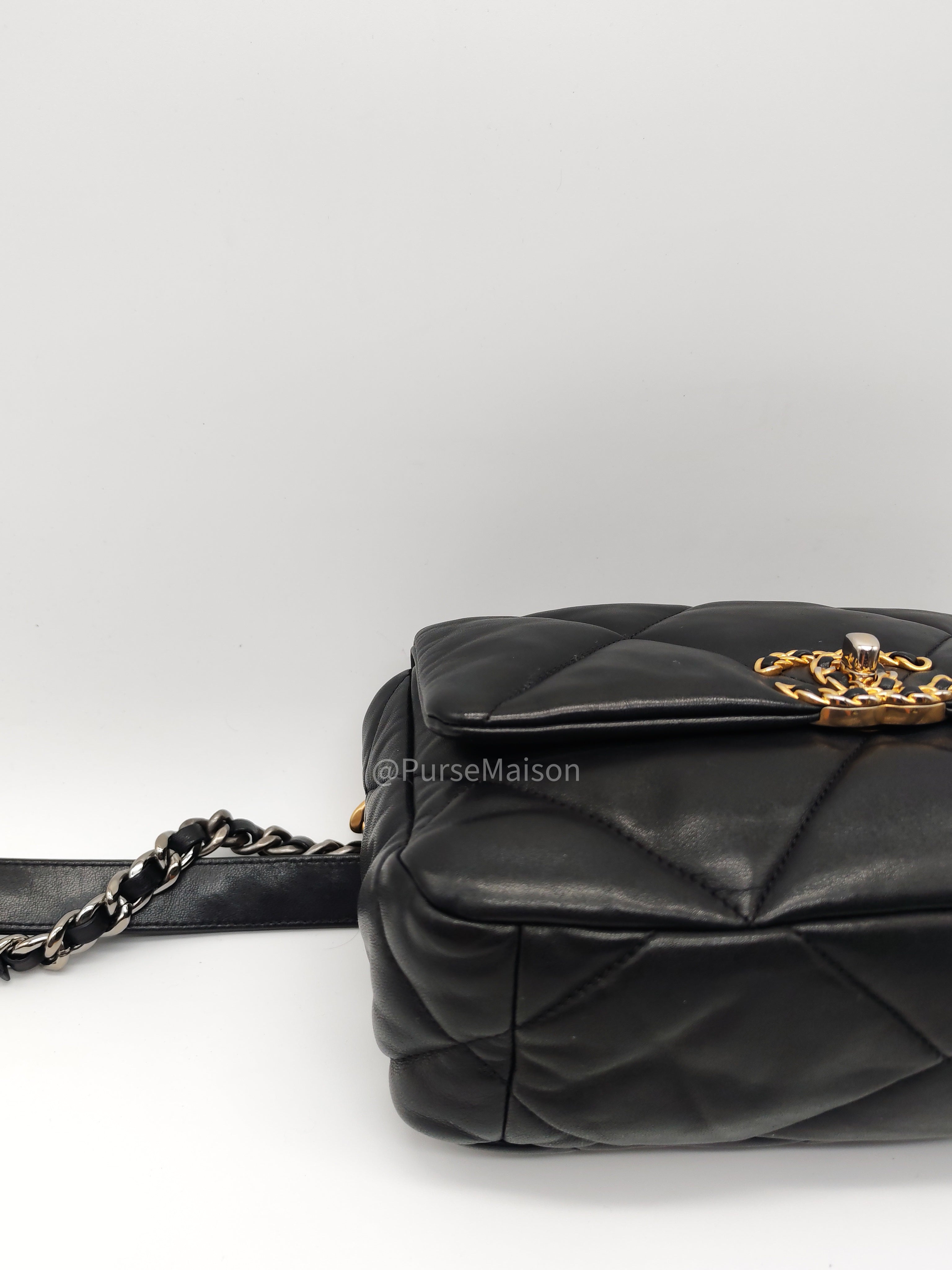 Chanel 19 Small in Black Quilted Lambskin Leather and Mix Hardware Series 31