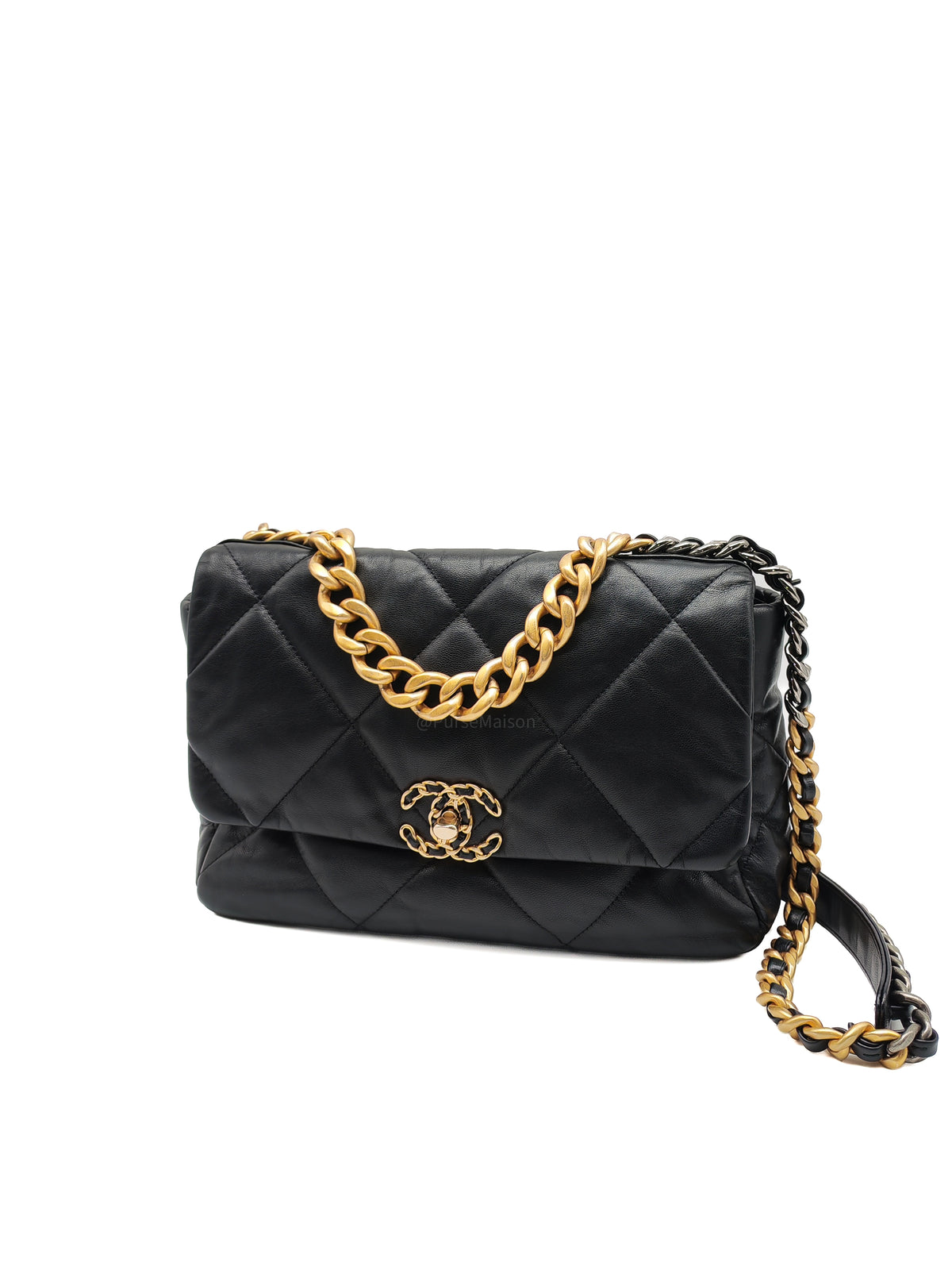 Chanel 19 Large in Black Quilted Lambskin Leather and Mix Hardware Series 30