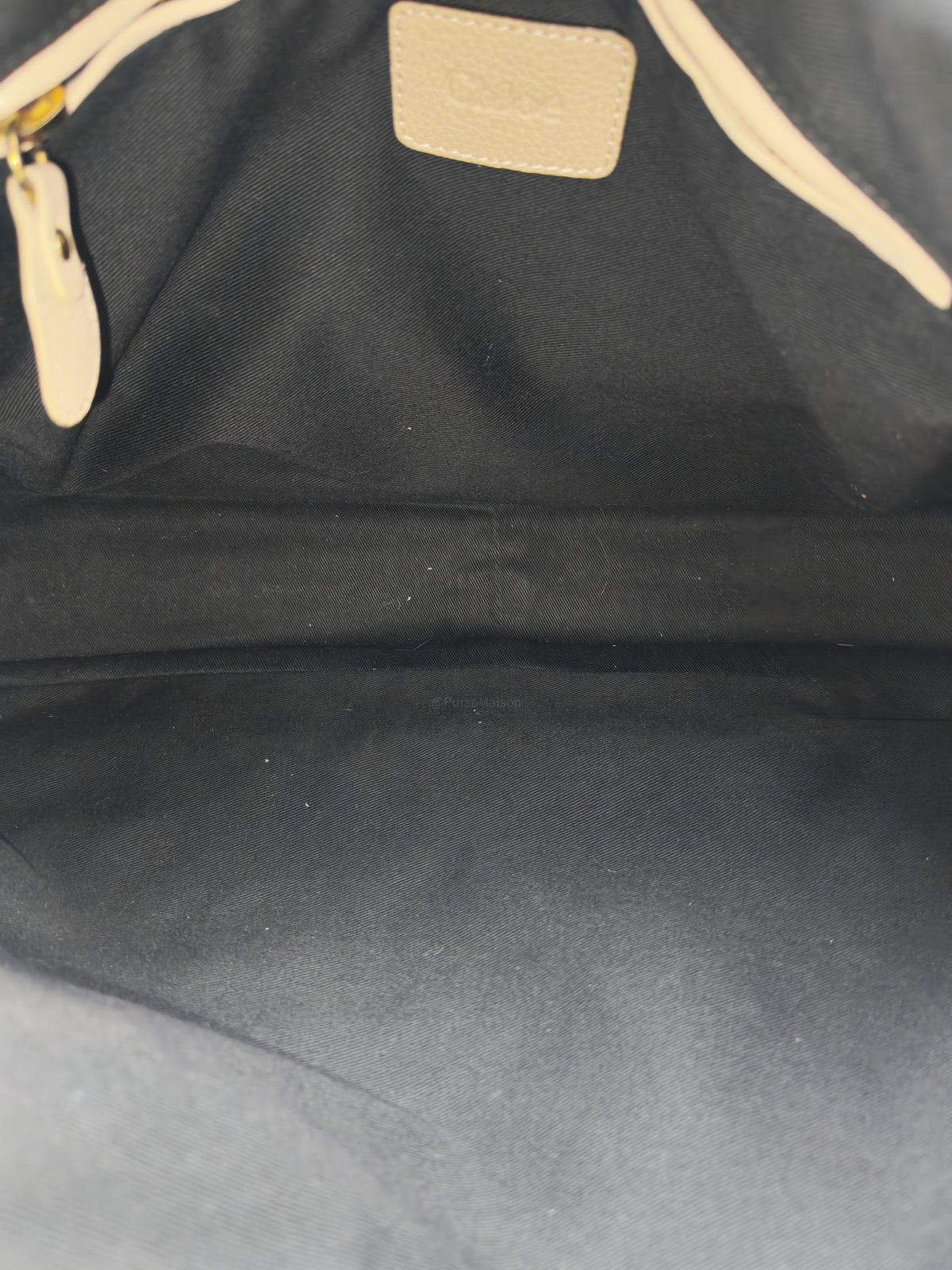 Chloe Paraty Shoulder Bag in Beige Grained Calfskin Leather and Gold Hardware