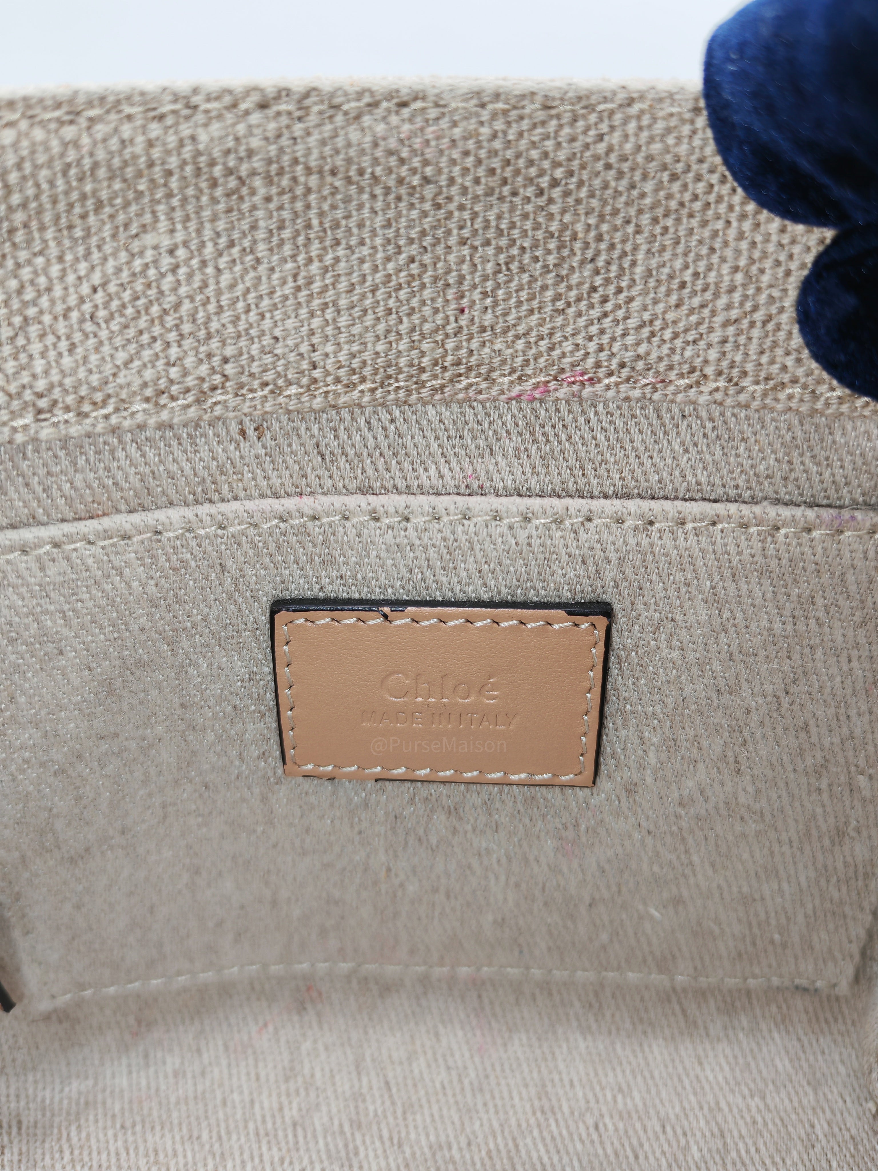 Chloe Mini Woody Tote Bag in Brown Linen Canvas