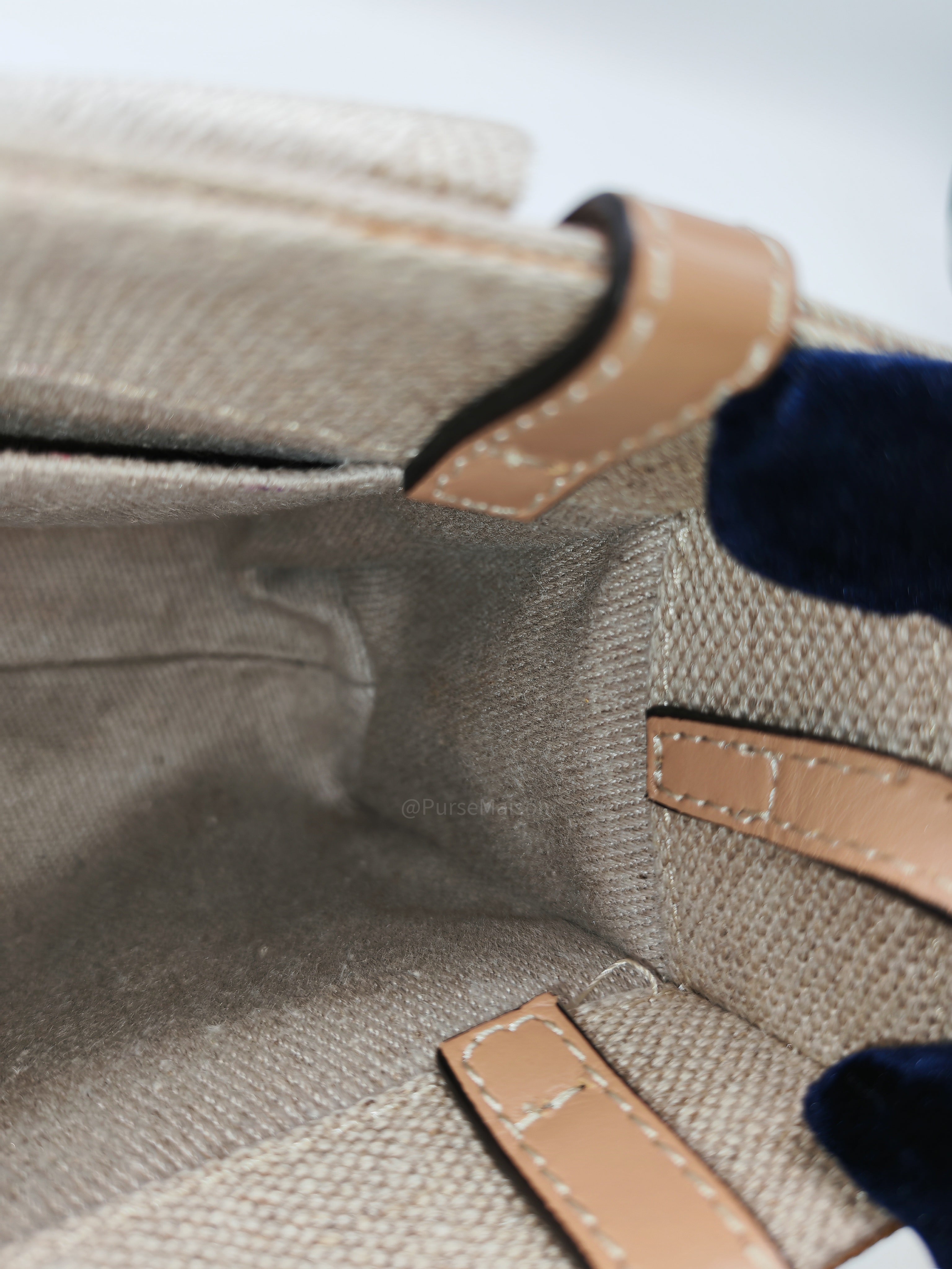 Chloe Mini Woody Tote Bag in Brown Linen Canvas